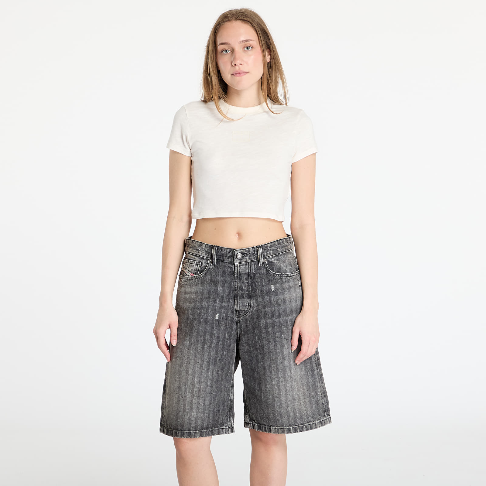 Ženske majice Tommy Jeans Slim Crop Ton T-Shirt White