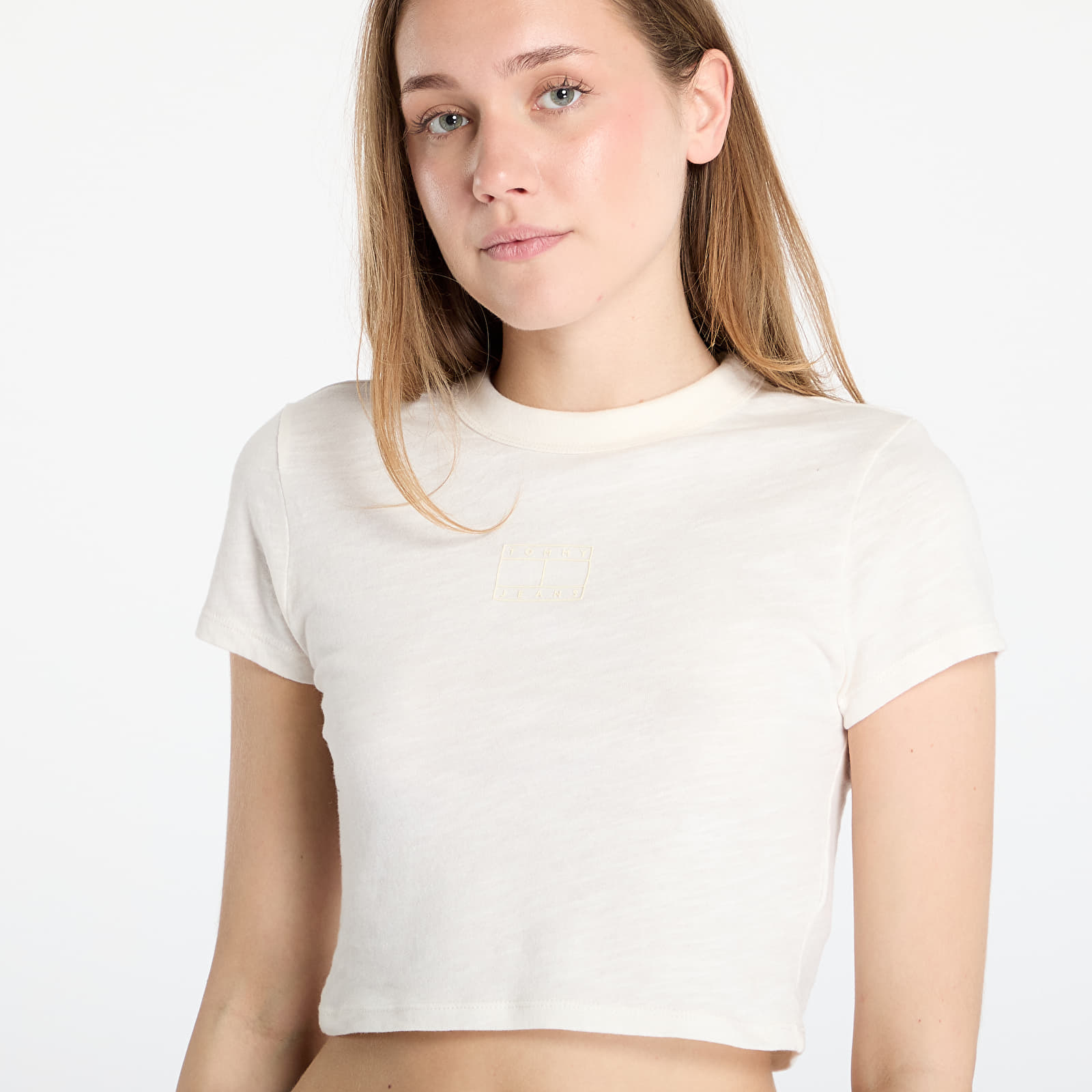 Ženske majice Tommy Jeans Slim Crop Ton T-Shirt White