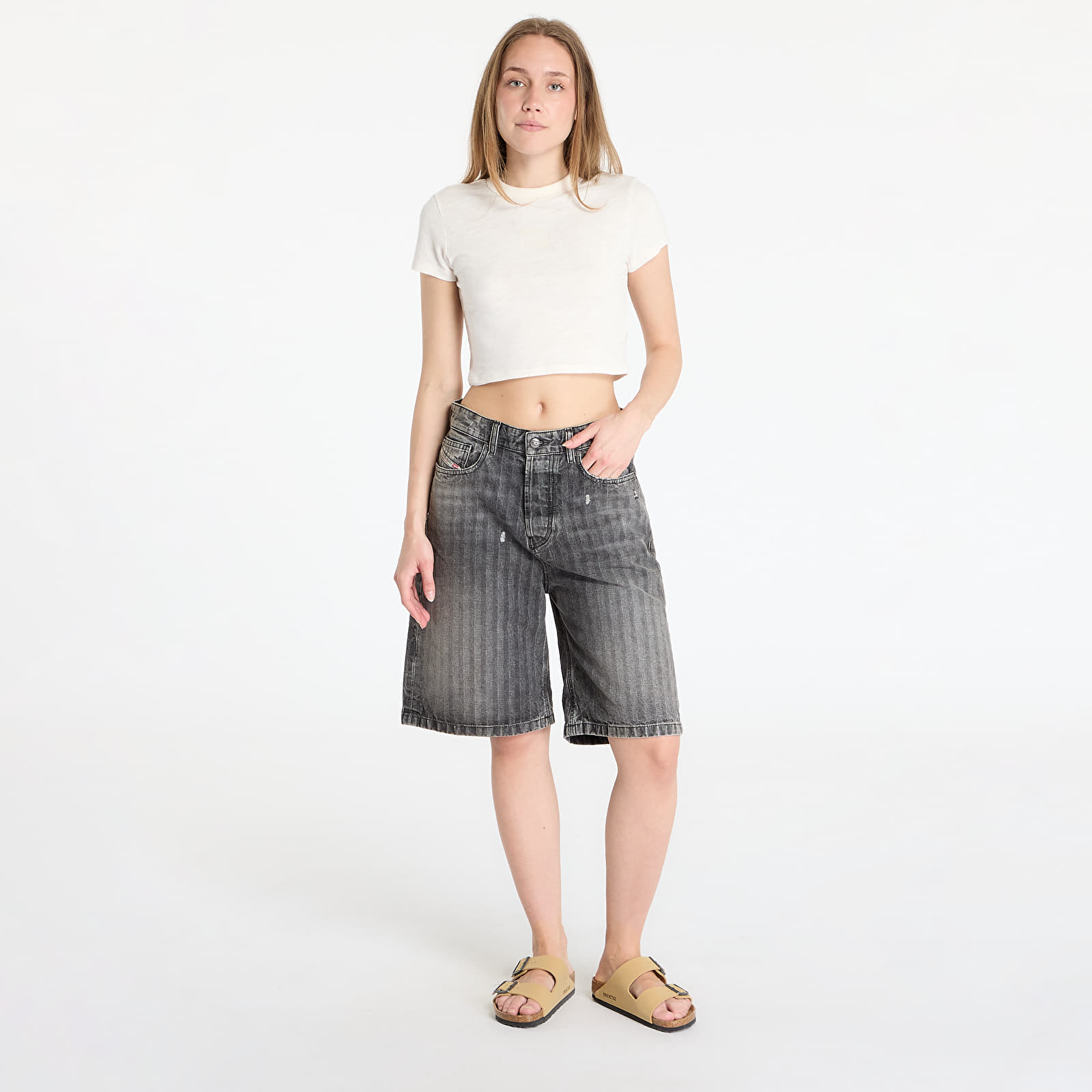 Ženske majice Tommy Jeans Slim Crop Ton T-Shirt White