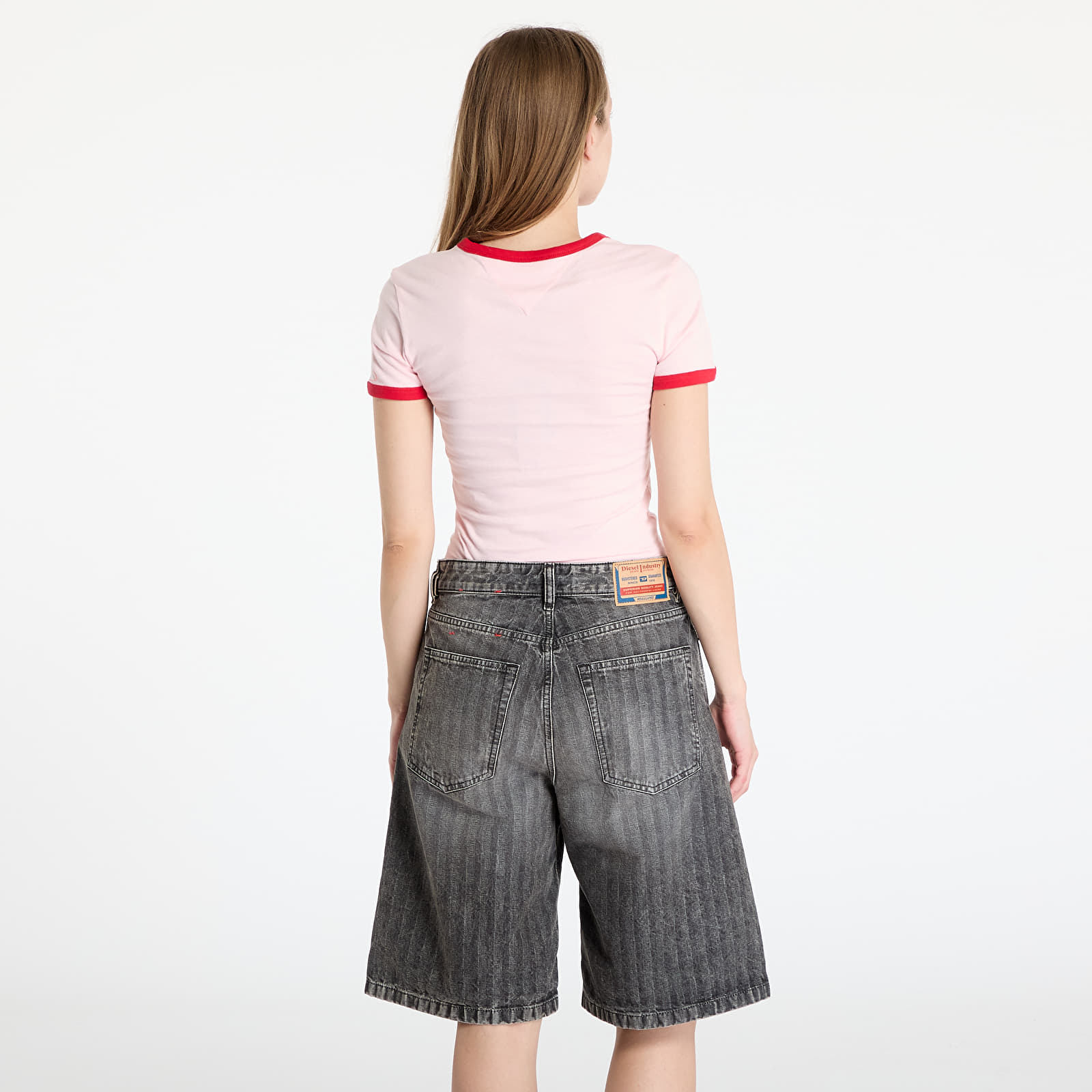 Ženske majice Tommy Jeans Slim Script Tee Pink