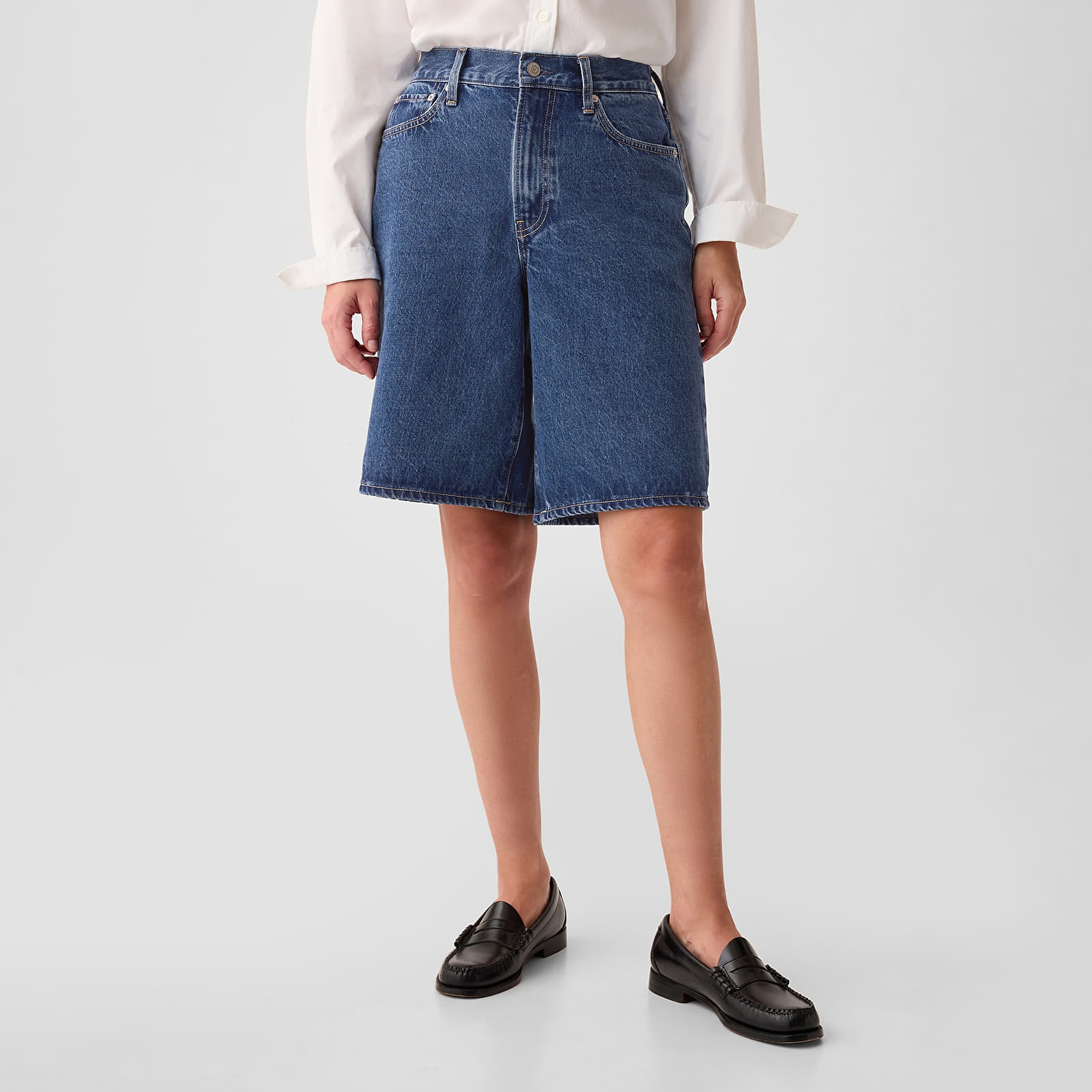 Pantalones cortos de mujer GAP Jort Med Lowry Medium Indigo