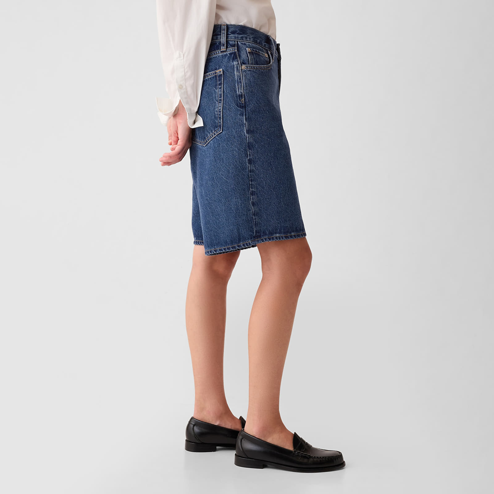 Pantalones cortos de mujer GAP Jort Med Lowry Medium Indigo