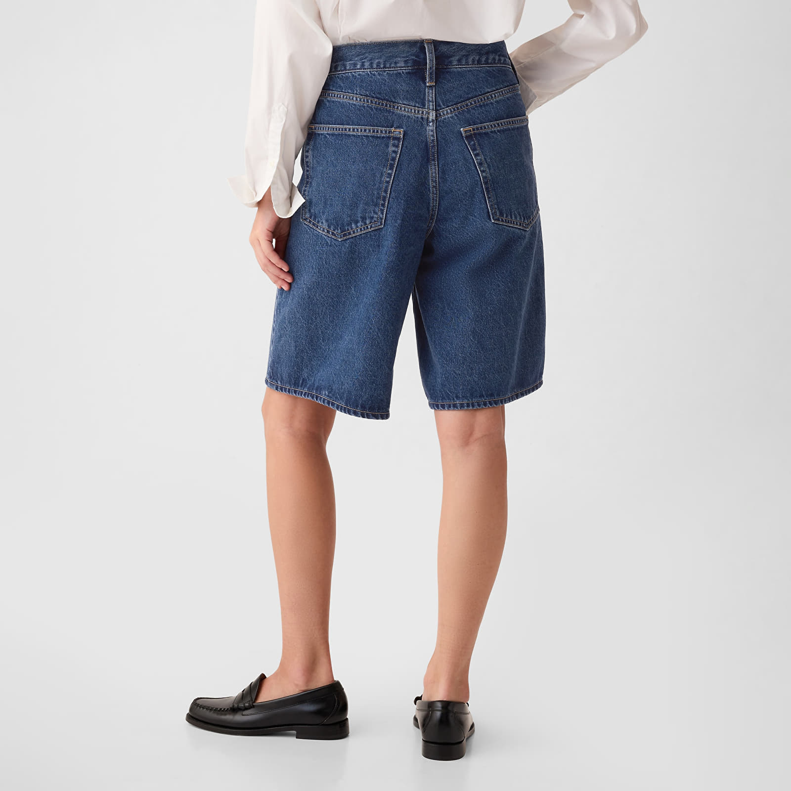 Pantalones cortos de mujer GAP Jort Med Lowry Medium Indigo