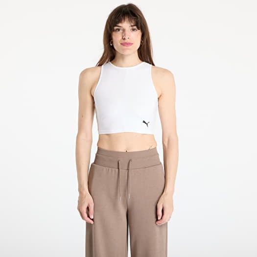 Top Puma Wardrobe Essentials Ribbed Crop Top PUMA White