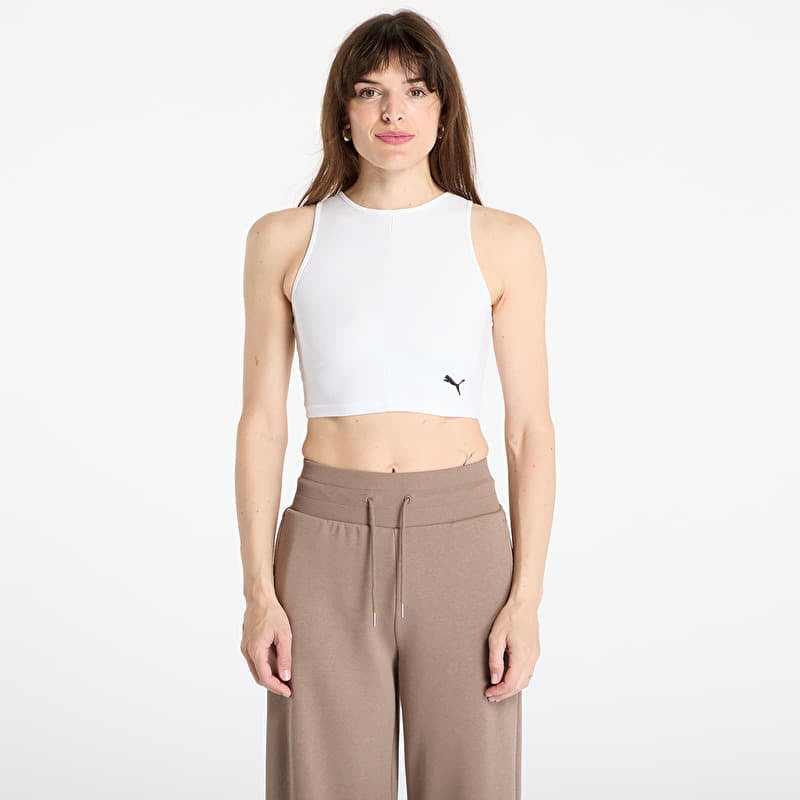 Puma Wardrobe Essentials Ribbed Crop Top PUMA White