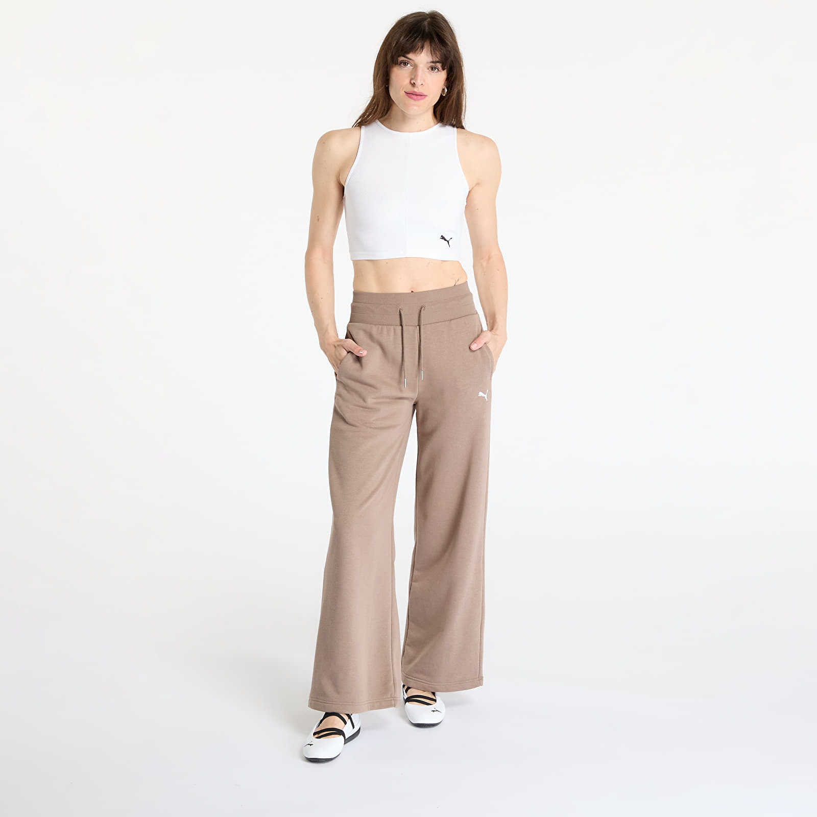 Ženske majice Puma Wardrobe Essentials Ribbed Crop Top PUMA White