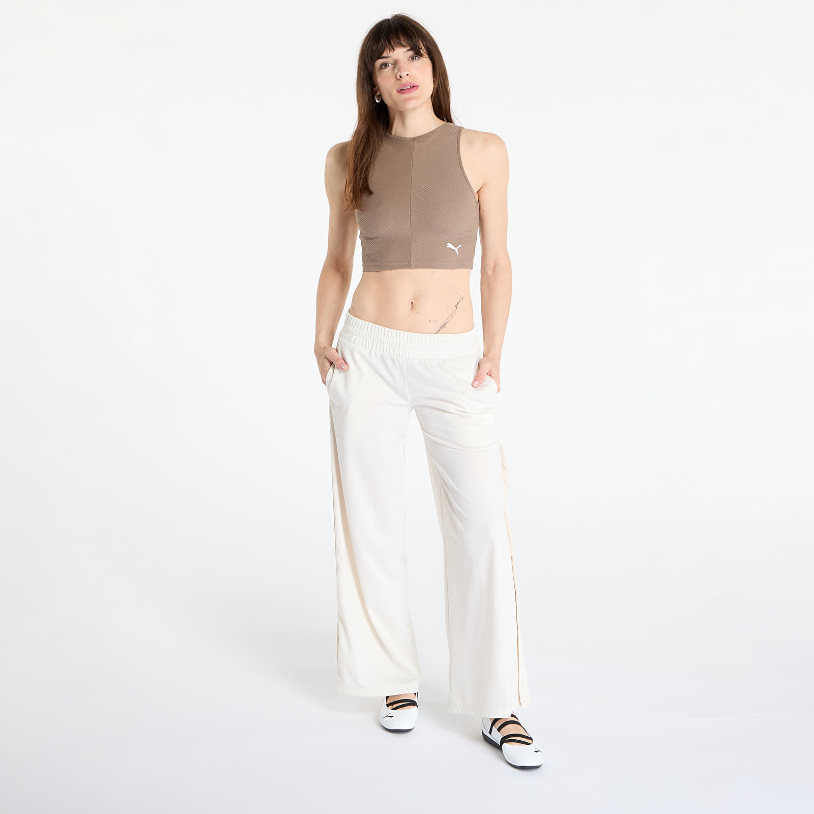 Топы Puma Wardrobe Essentials Ribbed Crop Top Totally Taupe