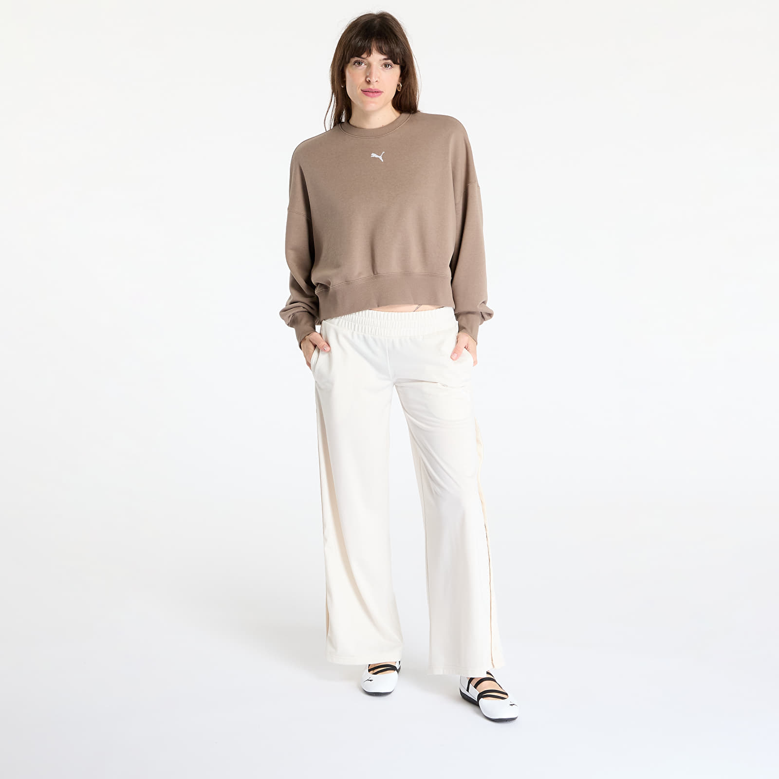 Kapuutsikud ja kampsunid Puma Wardrobe Essentials Over-Oversized Crew TR Totally Taupe