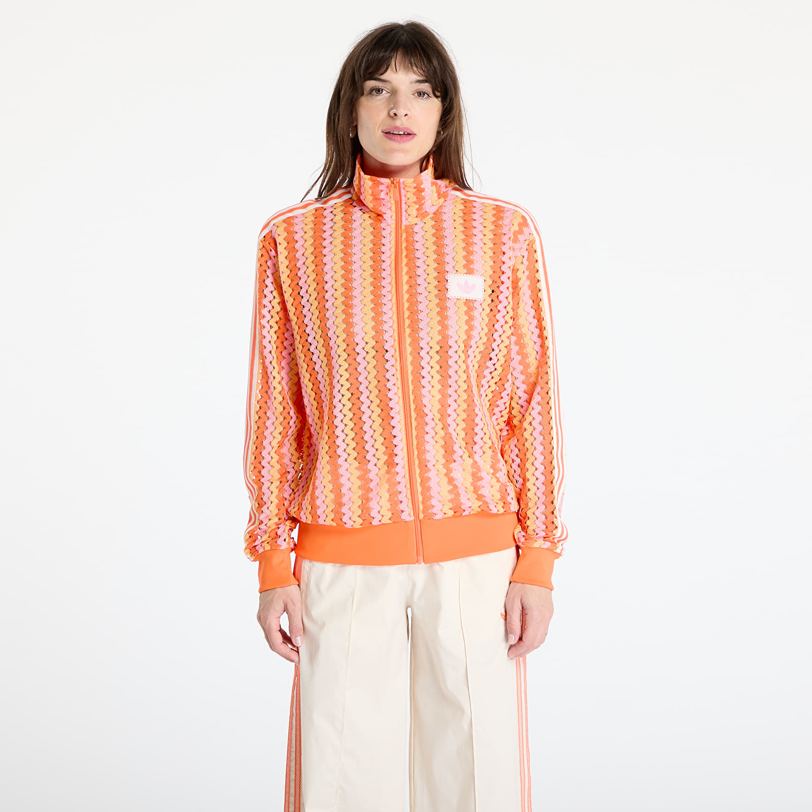 Women's Sweatshirts adidas Originals Summer Glow Firebird Track Top Semi Lucid Fuchsia/ Hazy Orange/ Semi Solar Orange