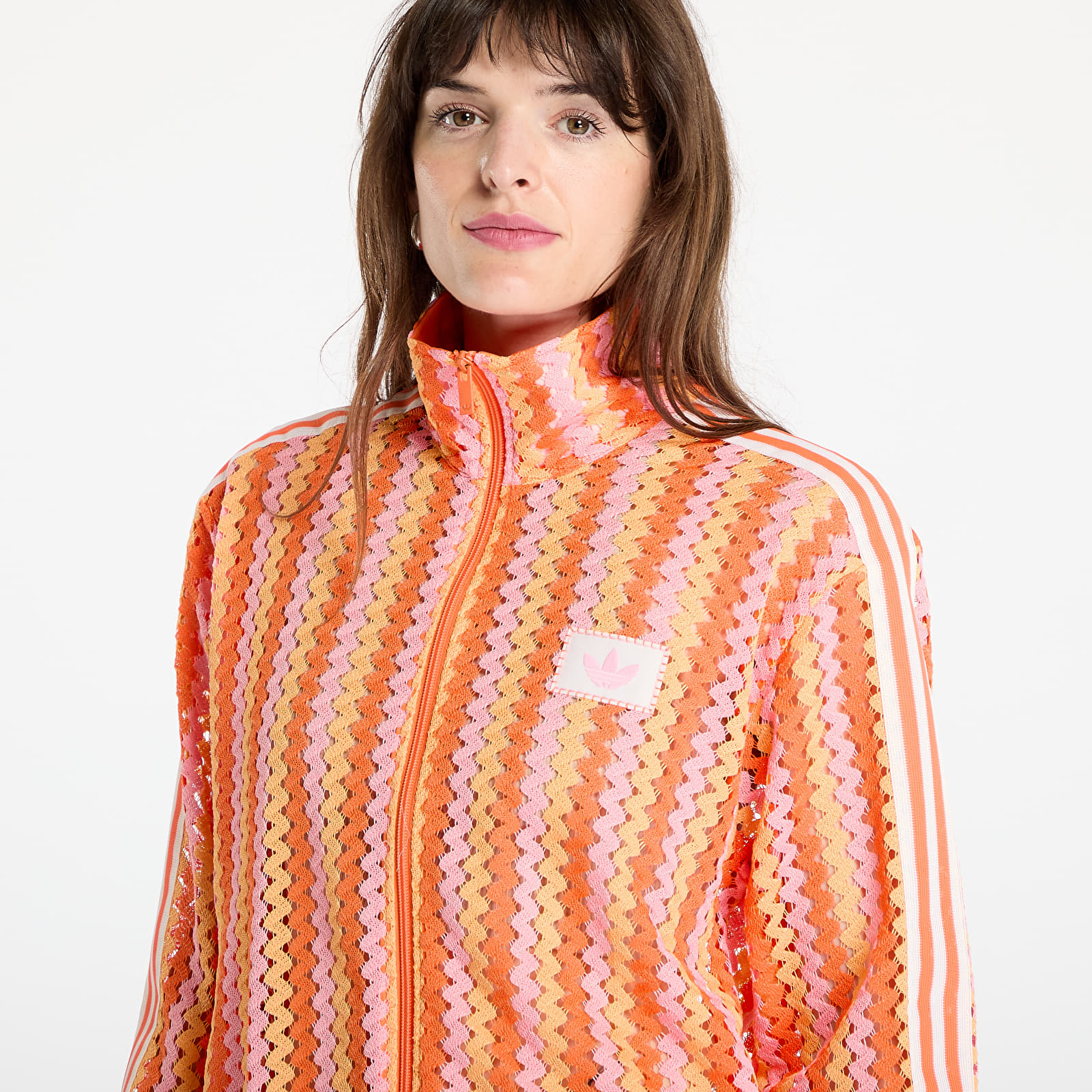 Women's Sweatshirts adidas Originals Summer Glow Firebird Track Top Semi Lucid Fuchsia/ Hazy Orange/ Semi Solar Orange