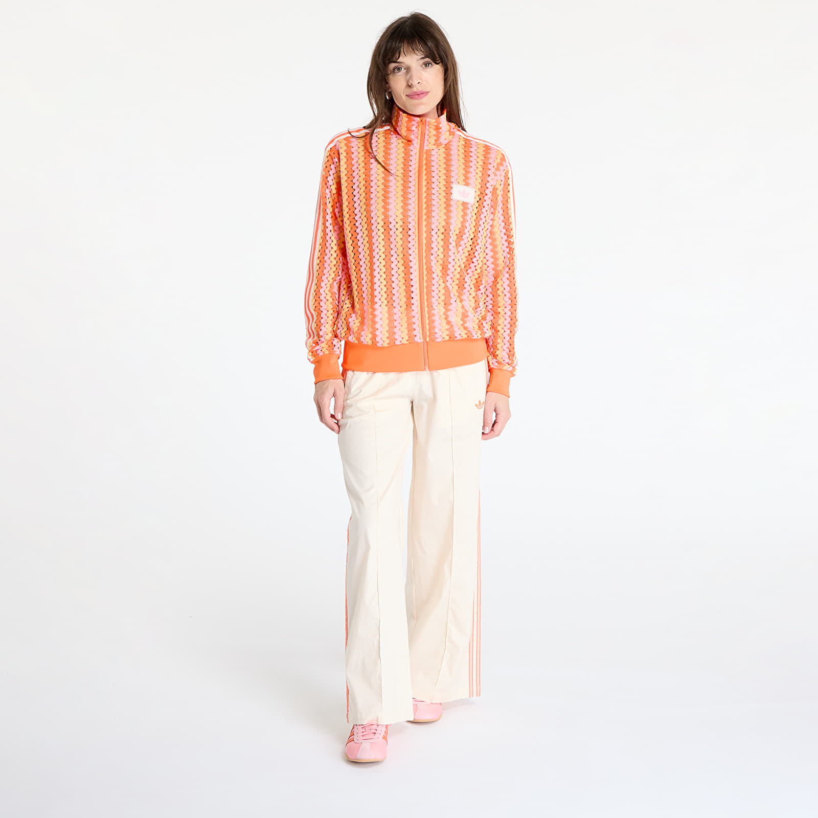 Women's Sweatshirts adidas Originals Summer Glow Firebird Track Top Semi Lucid Fuchsia/ Hazy Orange/ Semi Solar Orange