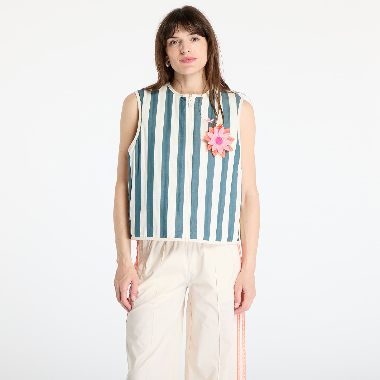 Naiste kardiganid adidas Originals Summer Glow Reversible Vest Wonder White/ Tech Green