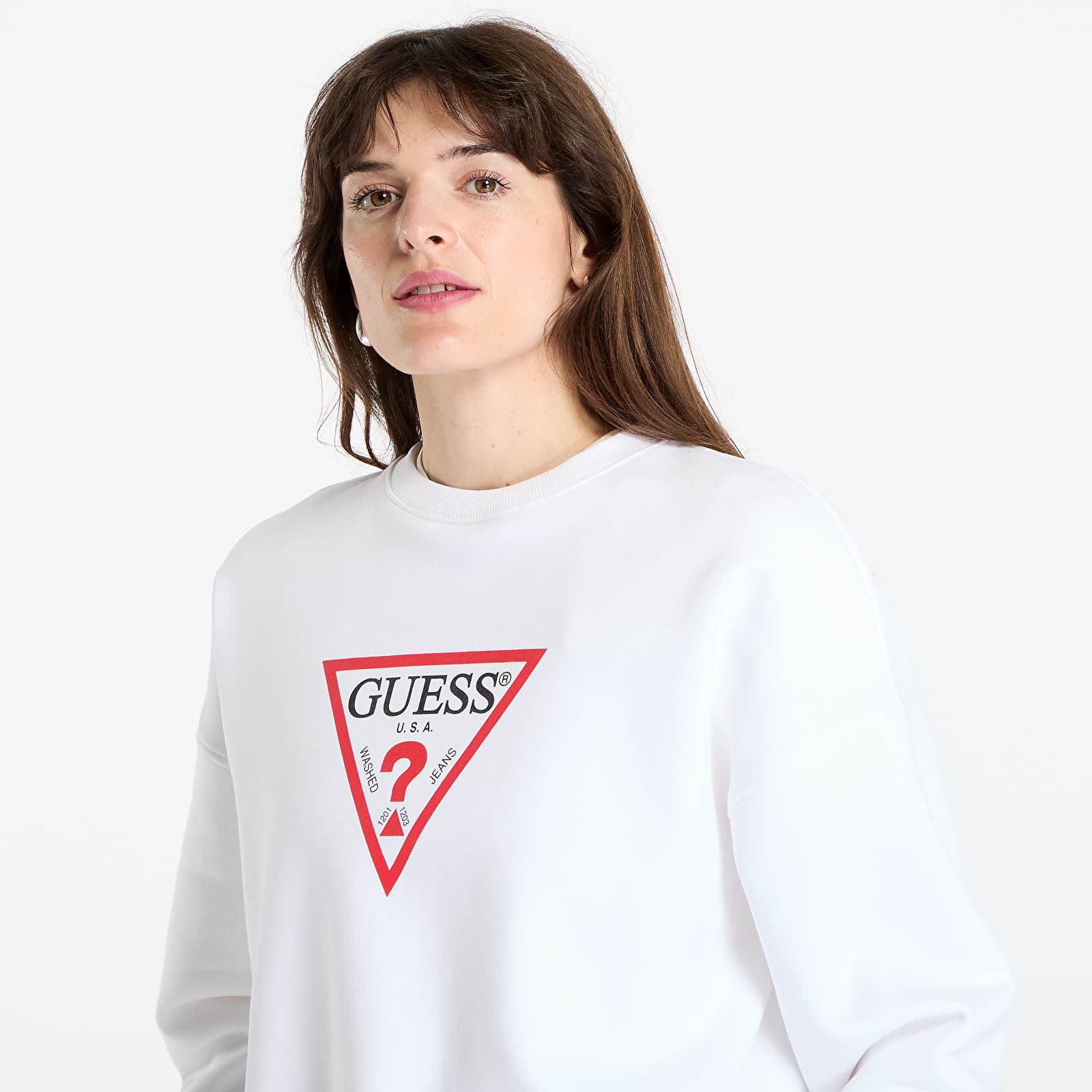 Kapuutsikud ja kampsunid Guess Jeans Oversized Iconic Sweatshirt Pure White