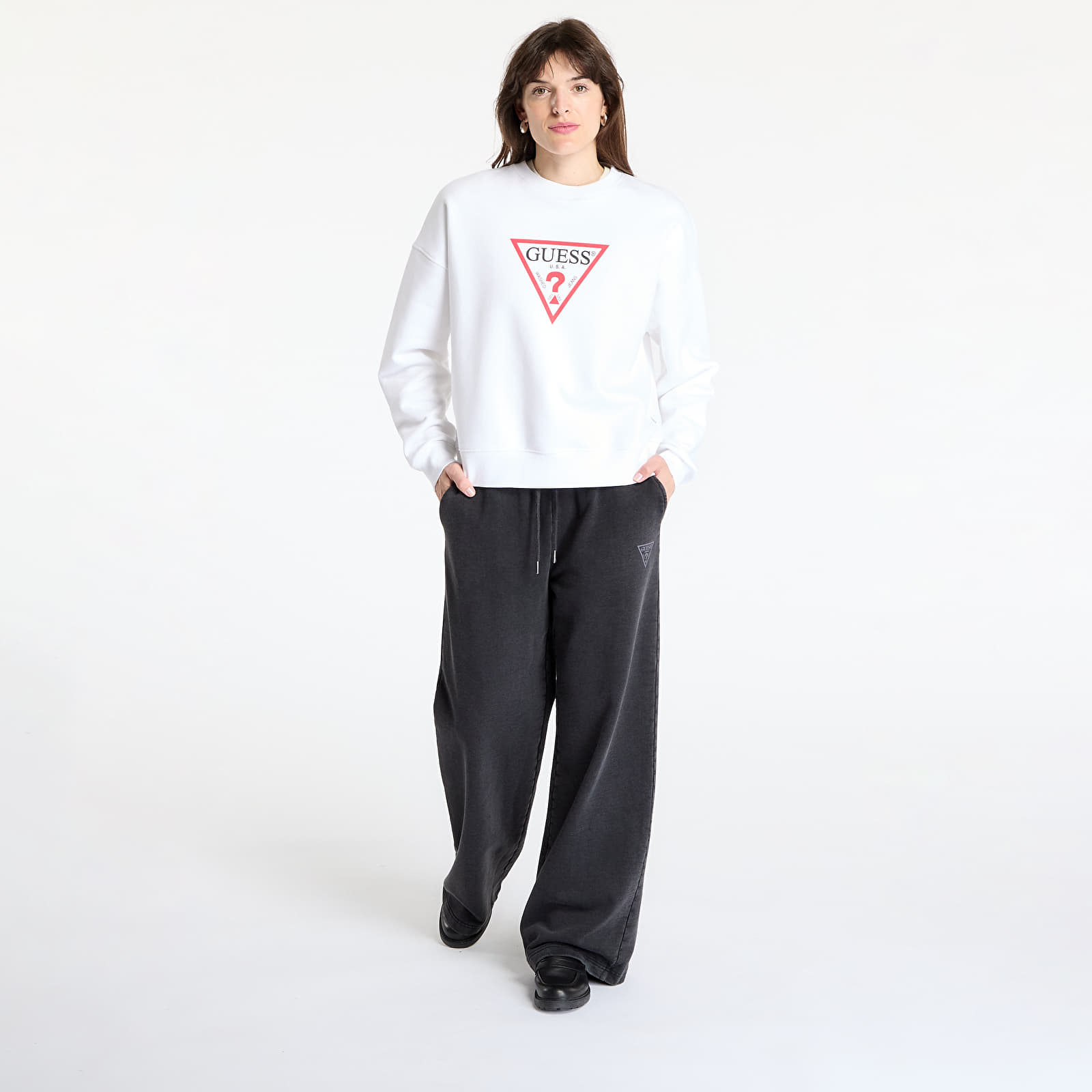 Kapuutsikud ja kampsunid Guess Jeans Oversized Iconic Sweatshirt Pure White