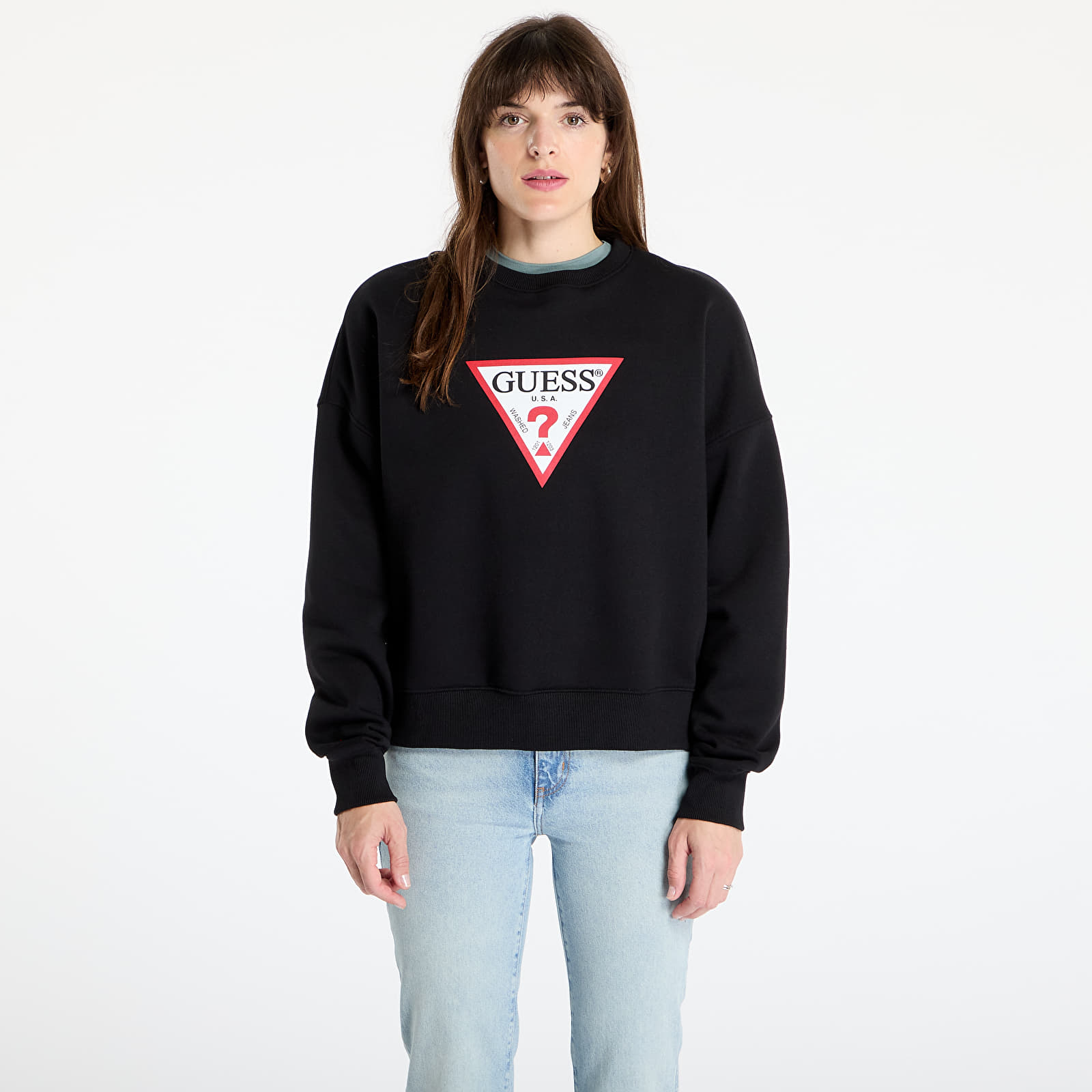 Women's Sweatshirts Guess Jeans Oversized Iconic Sweatshirt Jet Black A996