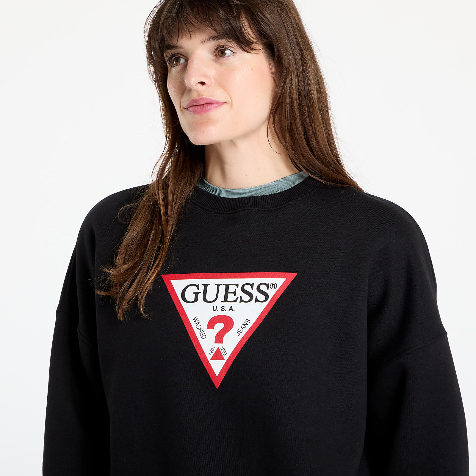 Women's Sweatshirts Guess Jeans Oversized Iconic Sweatshirt Jet Black A996
