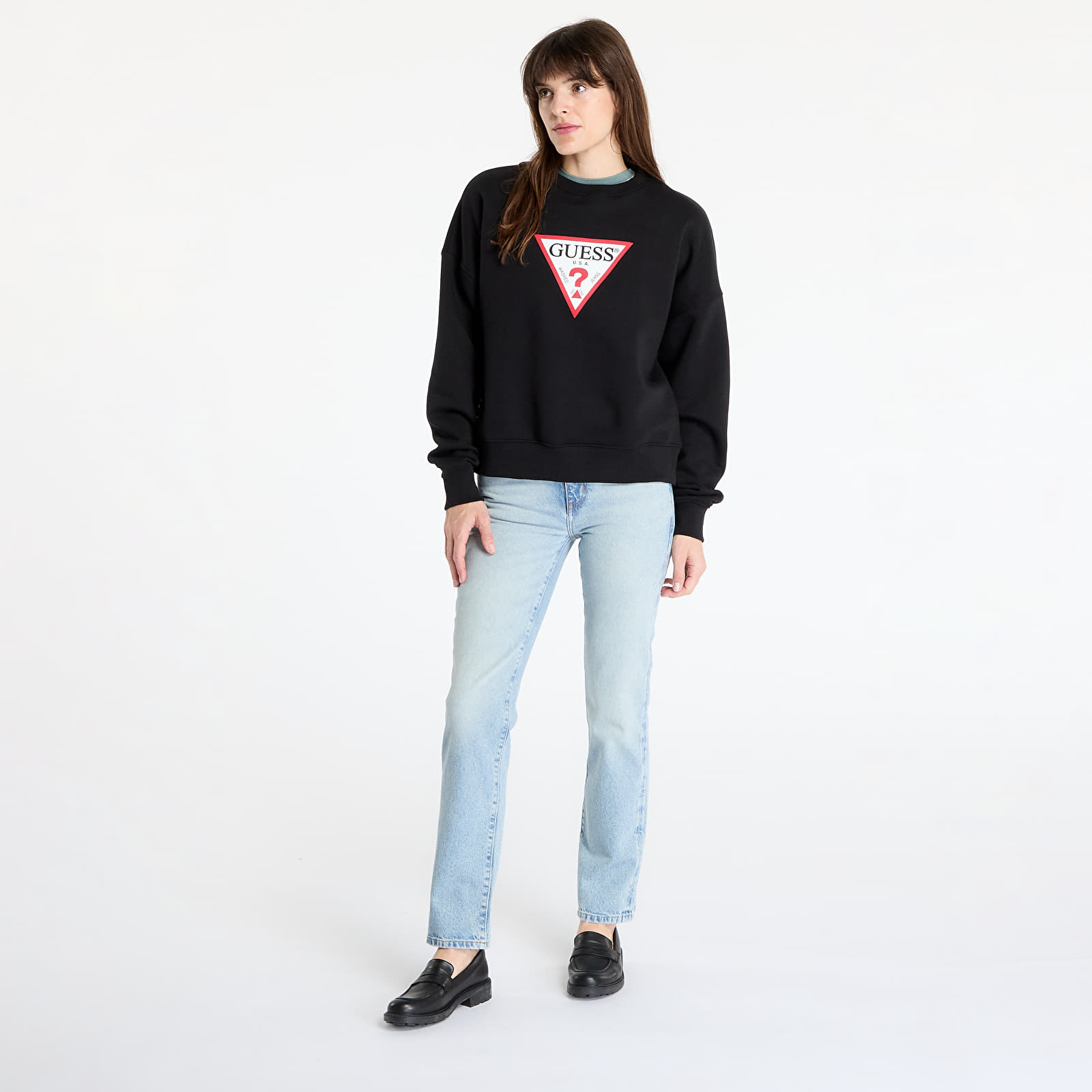 Women's Sweatshirts Guess Jeans Oversized Iconic Sweatshirt Jet Black A996