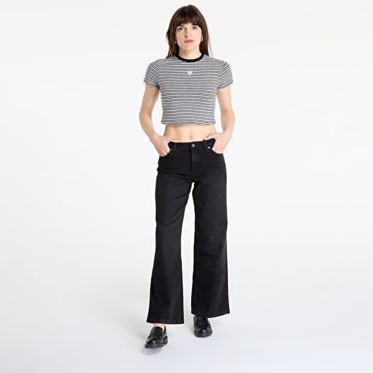 Guess T-Shirt Donna Bianca Stripe – Girocollo, 100% Cotone, Taglio Corto