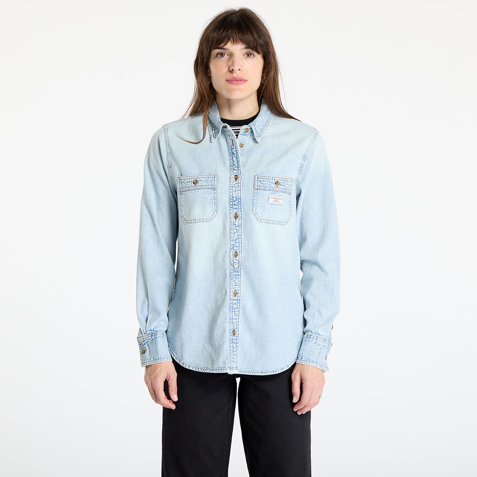 Košulja GUESS Originals Denim Shirt Gj River Light Vinta