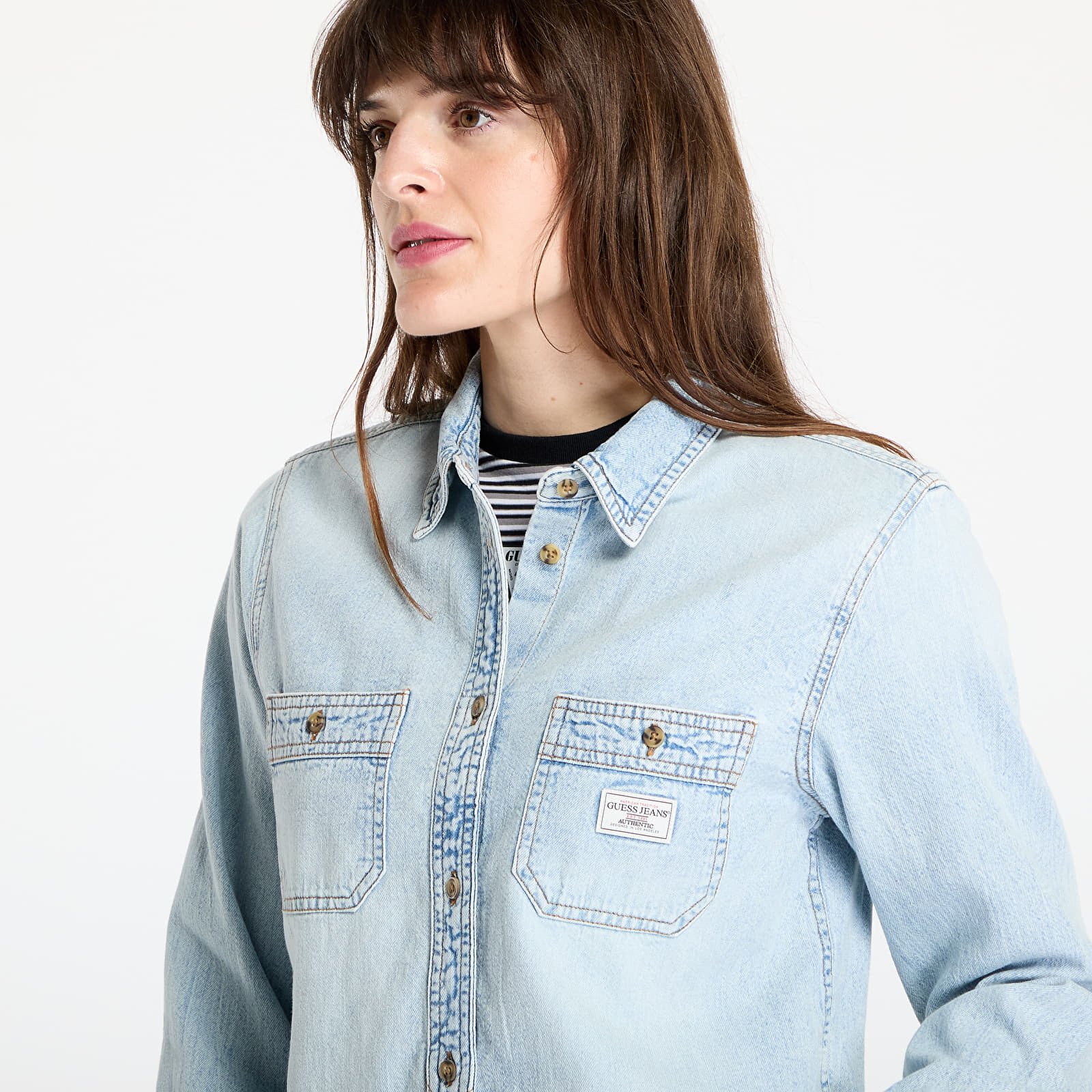 Košulja GUESS Originals Denim Shirt Gj River Light Vinta