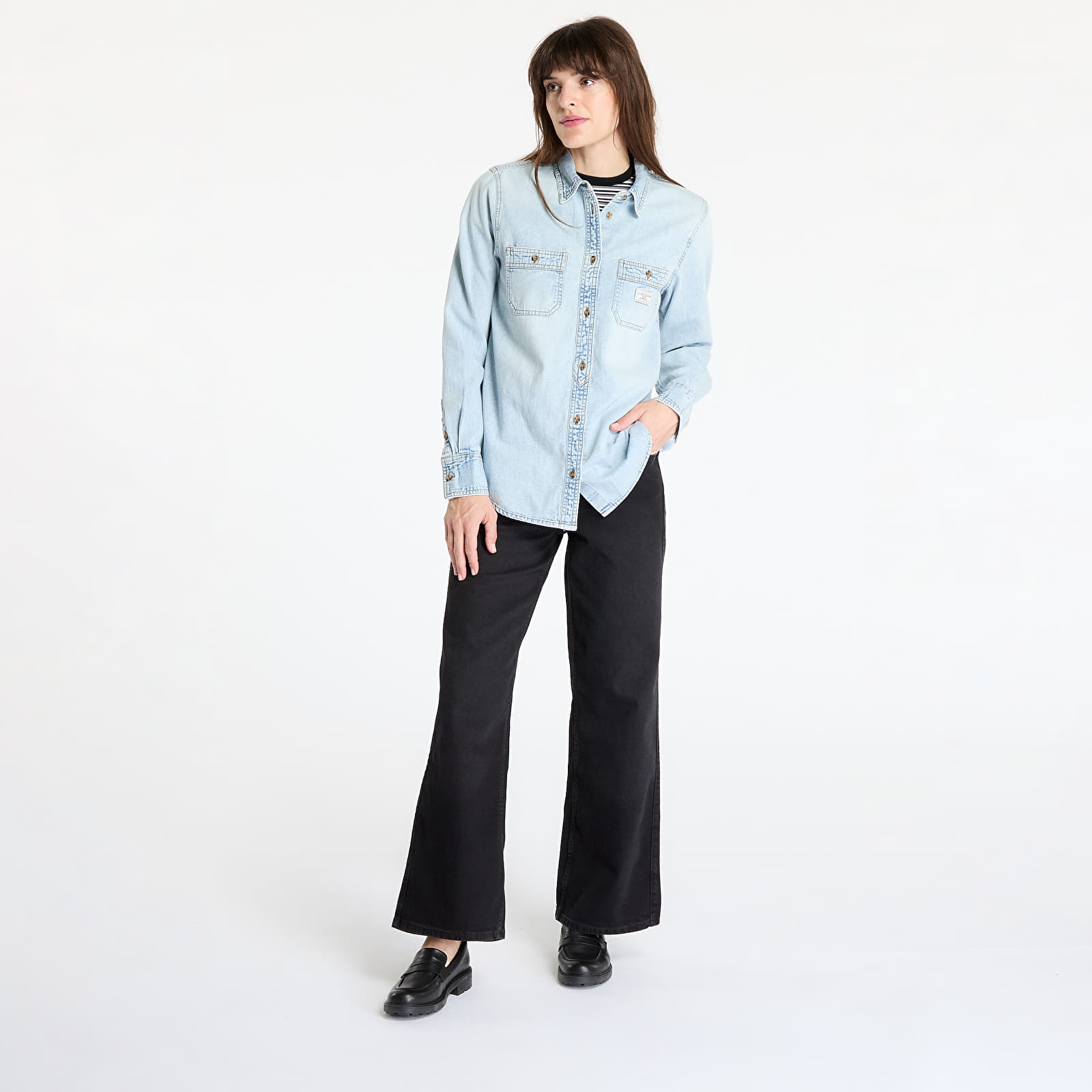 Košulja GUESS Originals Denim Shirt Gj River Light Vinta