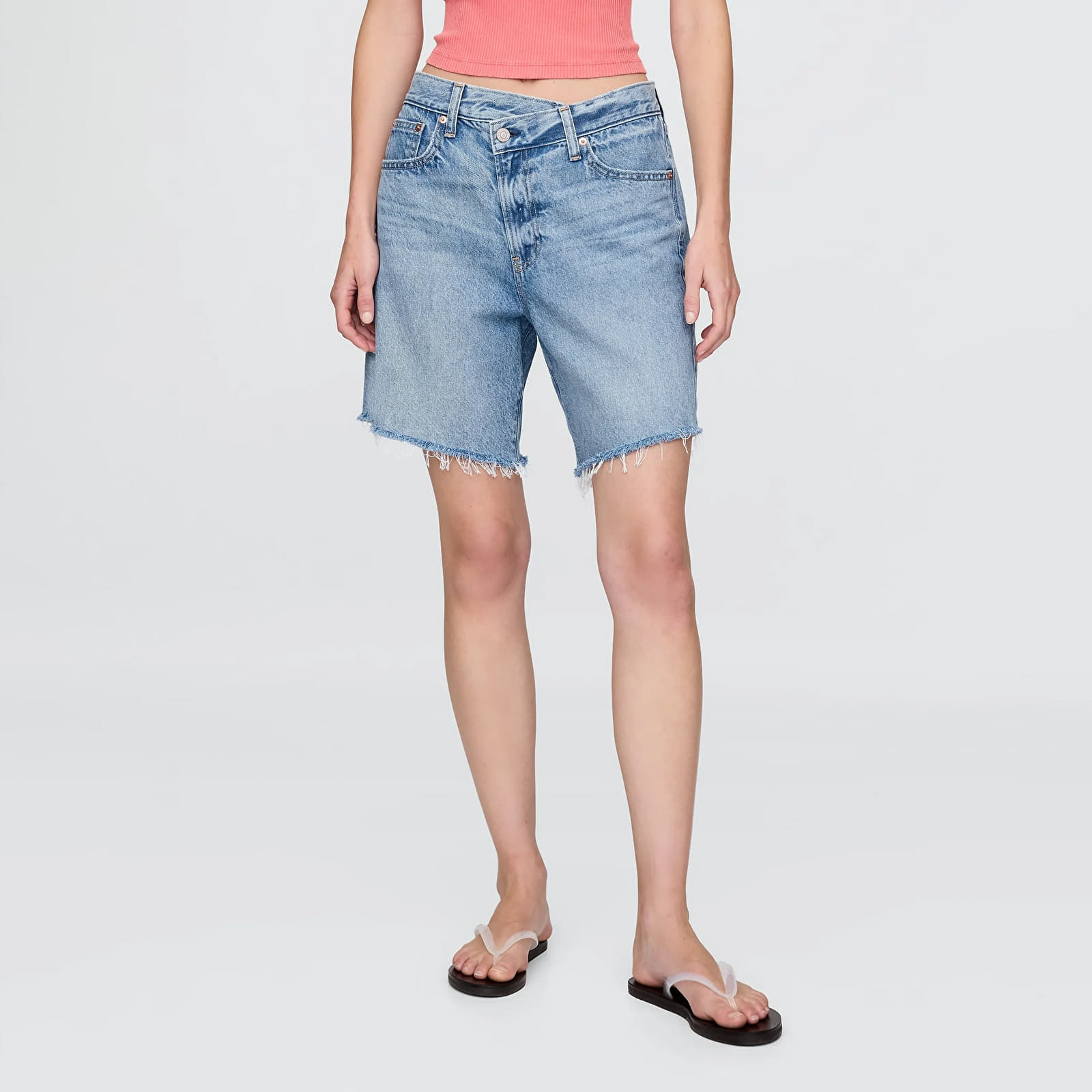 Pantalones cortos de mujer GAP Loose Bermuda Short Crossover Wb Light Indigo