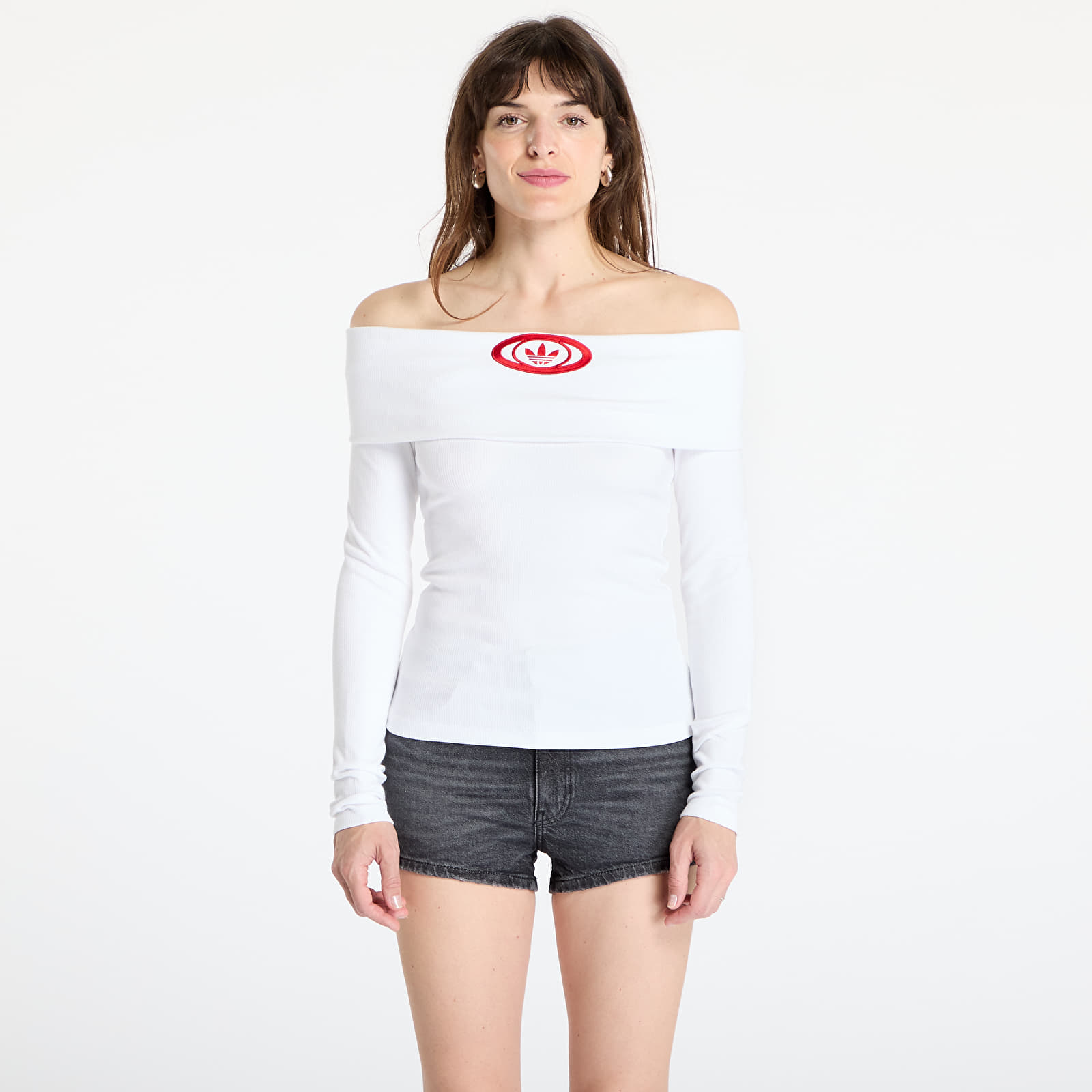 Dames tops adidas Originals Off Shoulder Top White