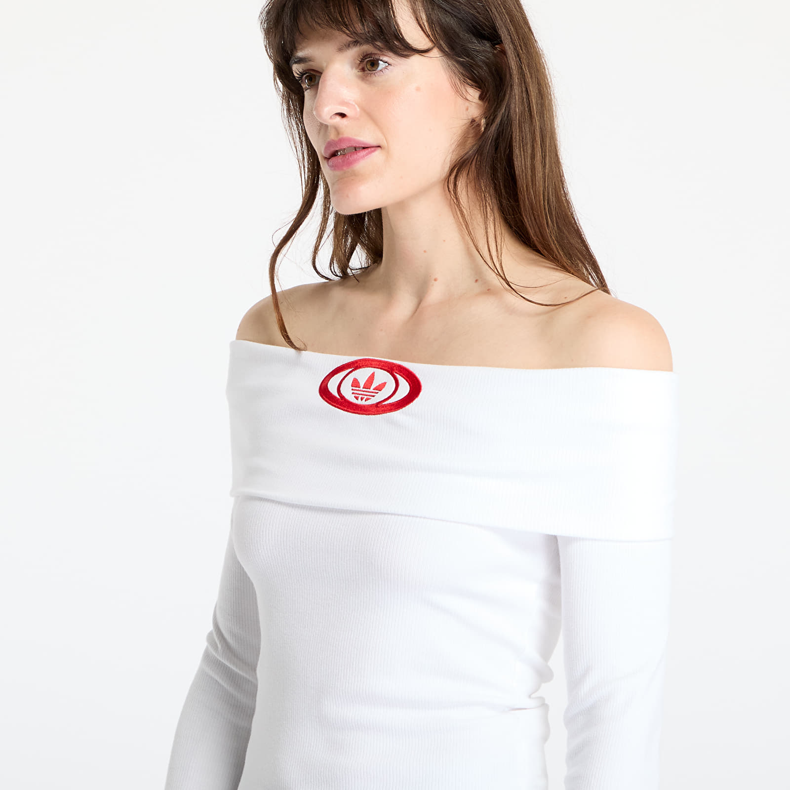 Dames tops adidas Originals Off Shoulder Top White