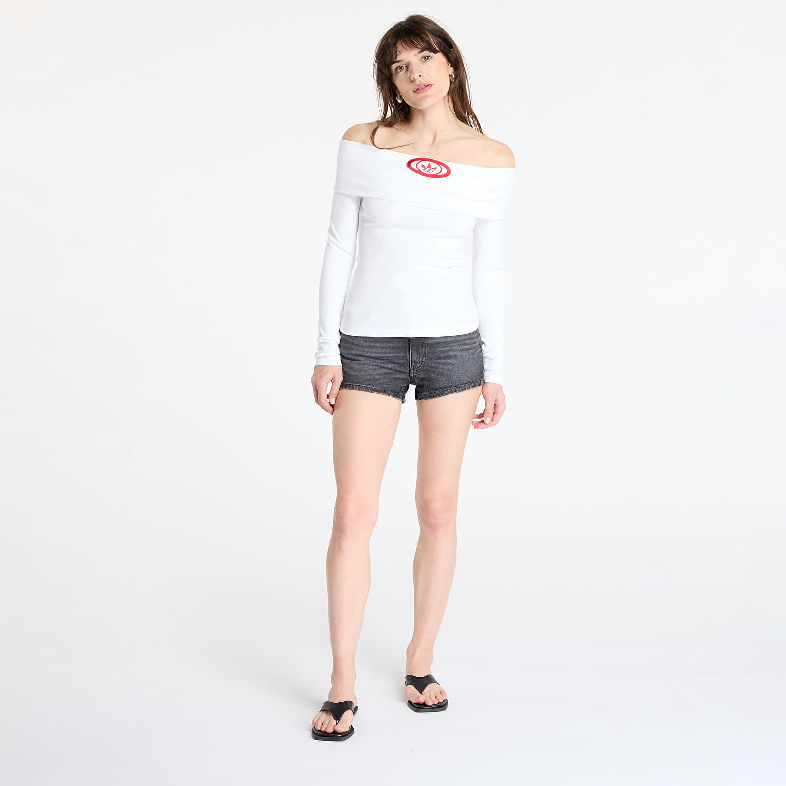 Dames tops adidas Originals Off Shoulder Top White
