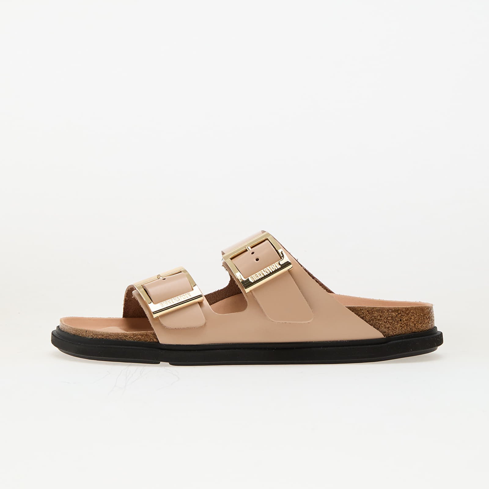 Sneakers Birkenstock Arizona Droplet Buckle Natural Leather Patent High-Shine New Beige EUR 41