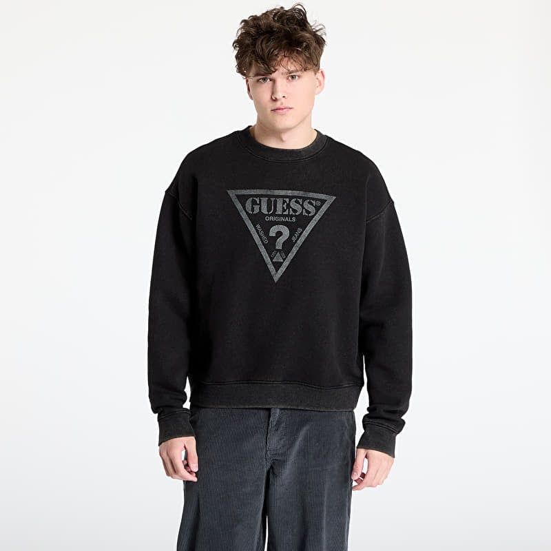 GUESS Go Vintage Triangle Crewneck Jet Black Multi