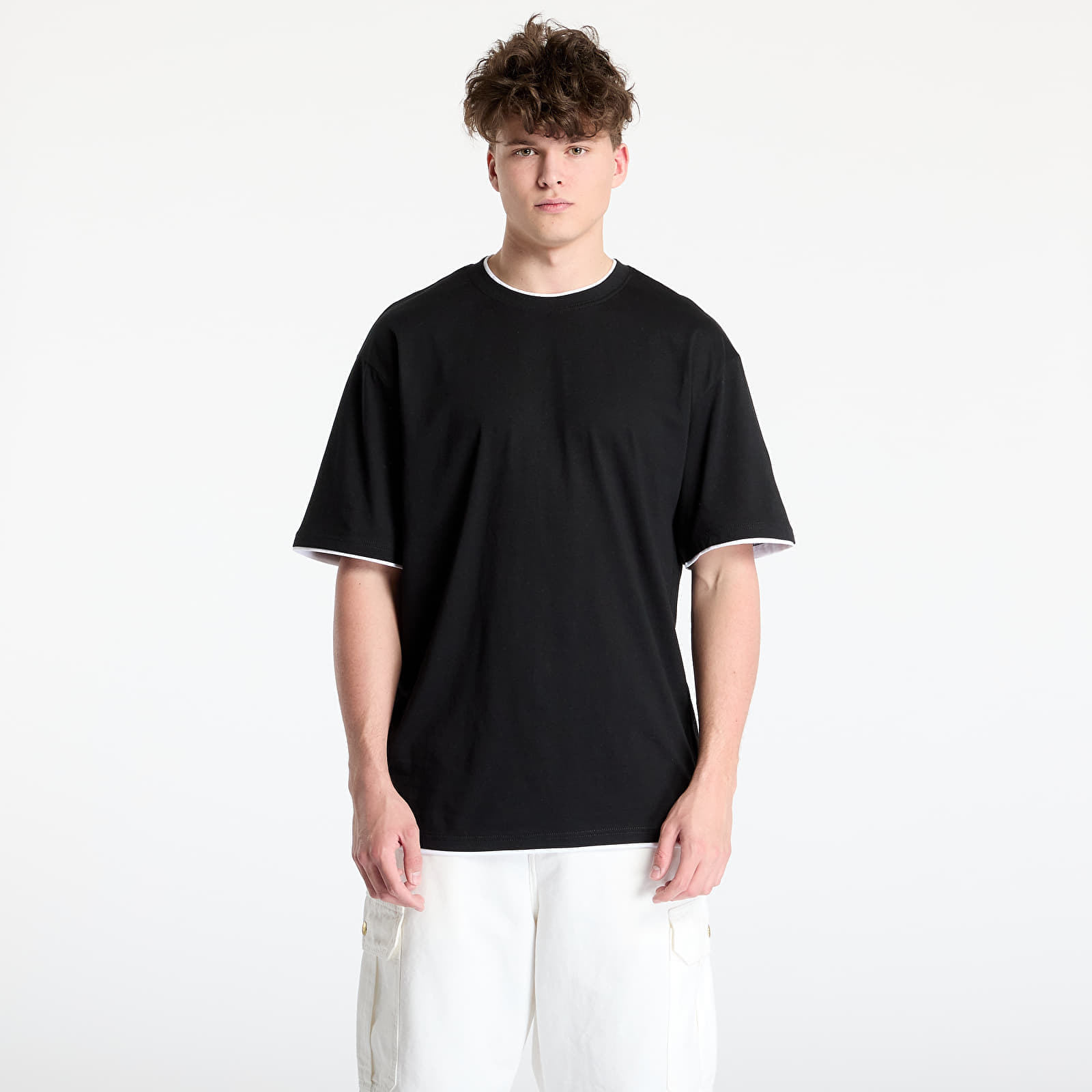 Tricou Urban Classics Contrast Tall Tee Black / White XL