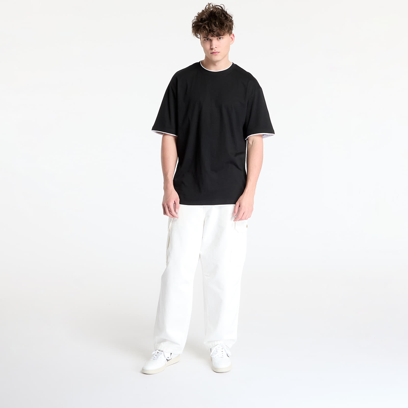 Trička Urban Classics Contrast Tall Tee Black / White