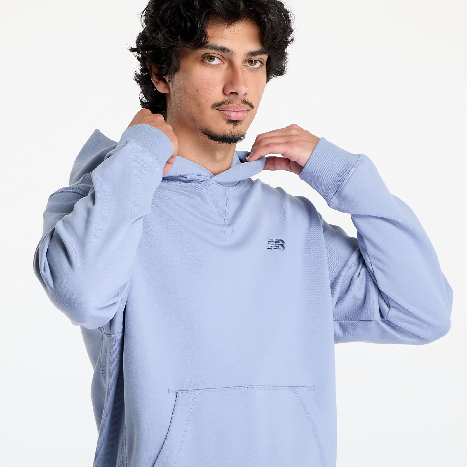 Pánské mikiny New Balance Athletics French Terry Crew Hoodie Dusk Shower