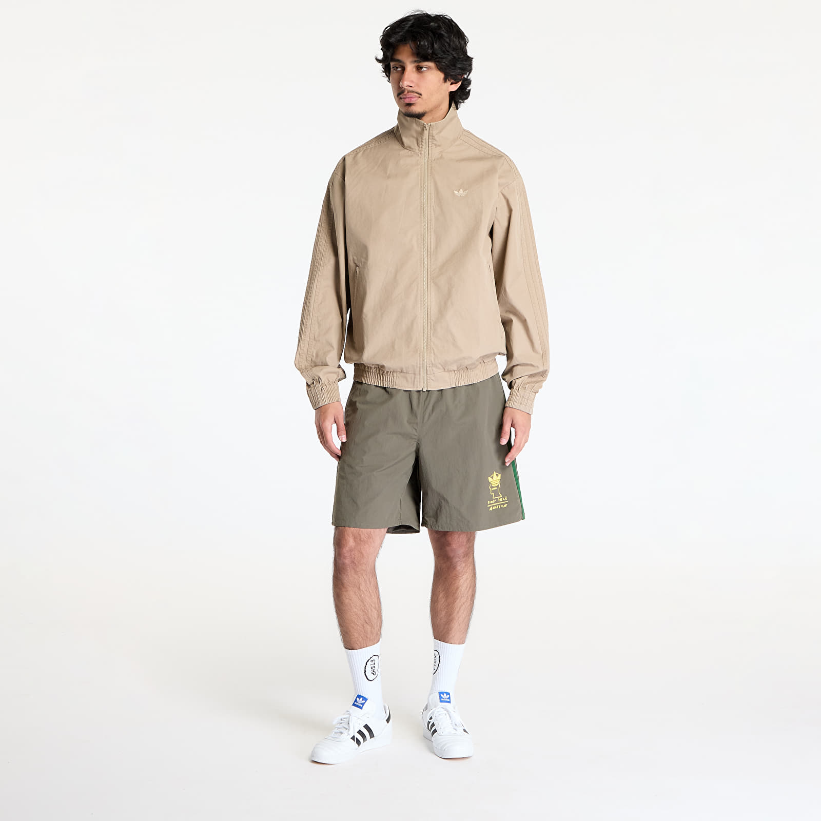 Pánské bundy adidas Woven Firebird Tracksuit Jacket Brown/ Blanch Cargo