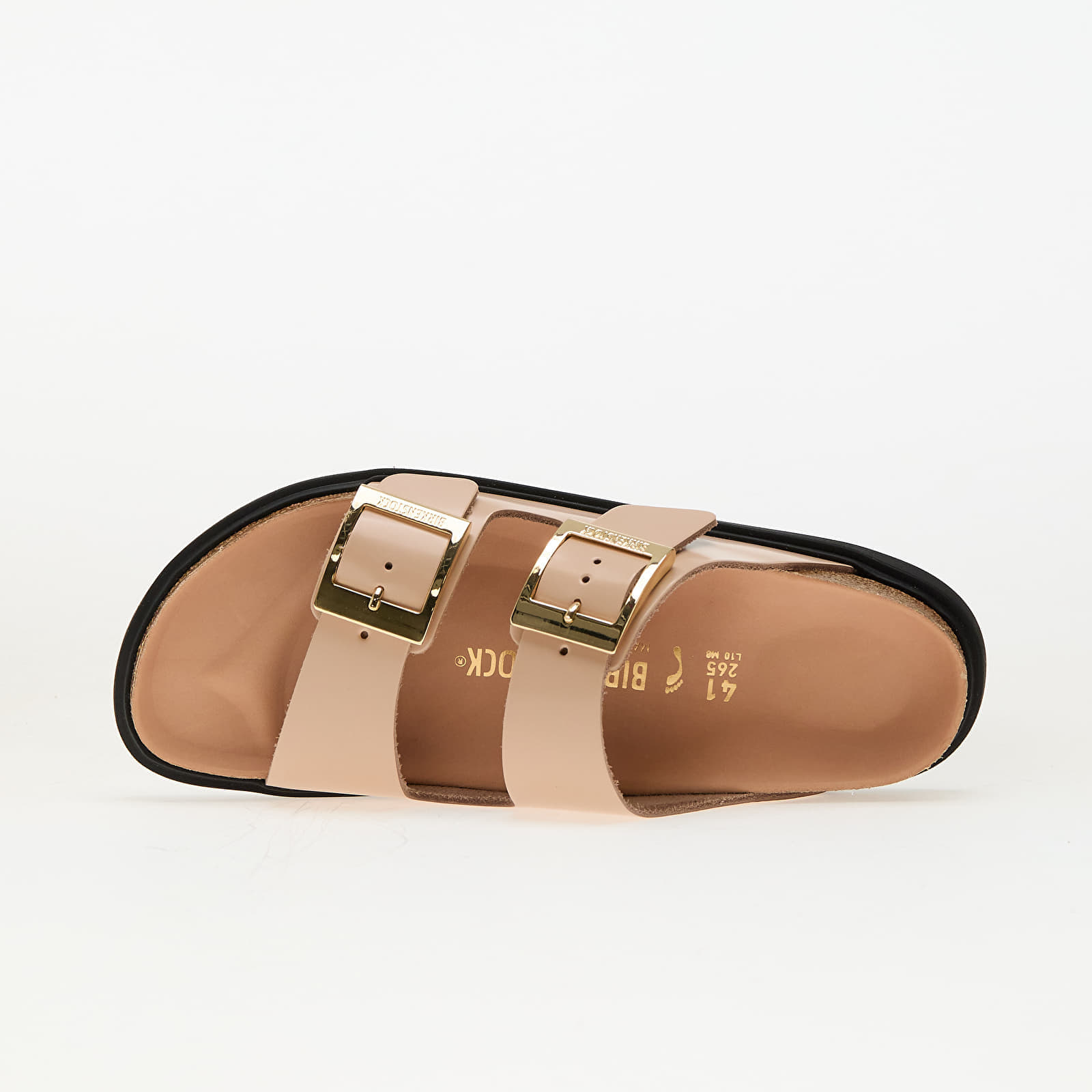 Sneakers Birkenstock Arizona Droplet Buckle Natural Leather Patent High-Shine New Beige EUR 39