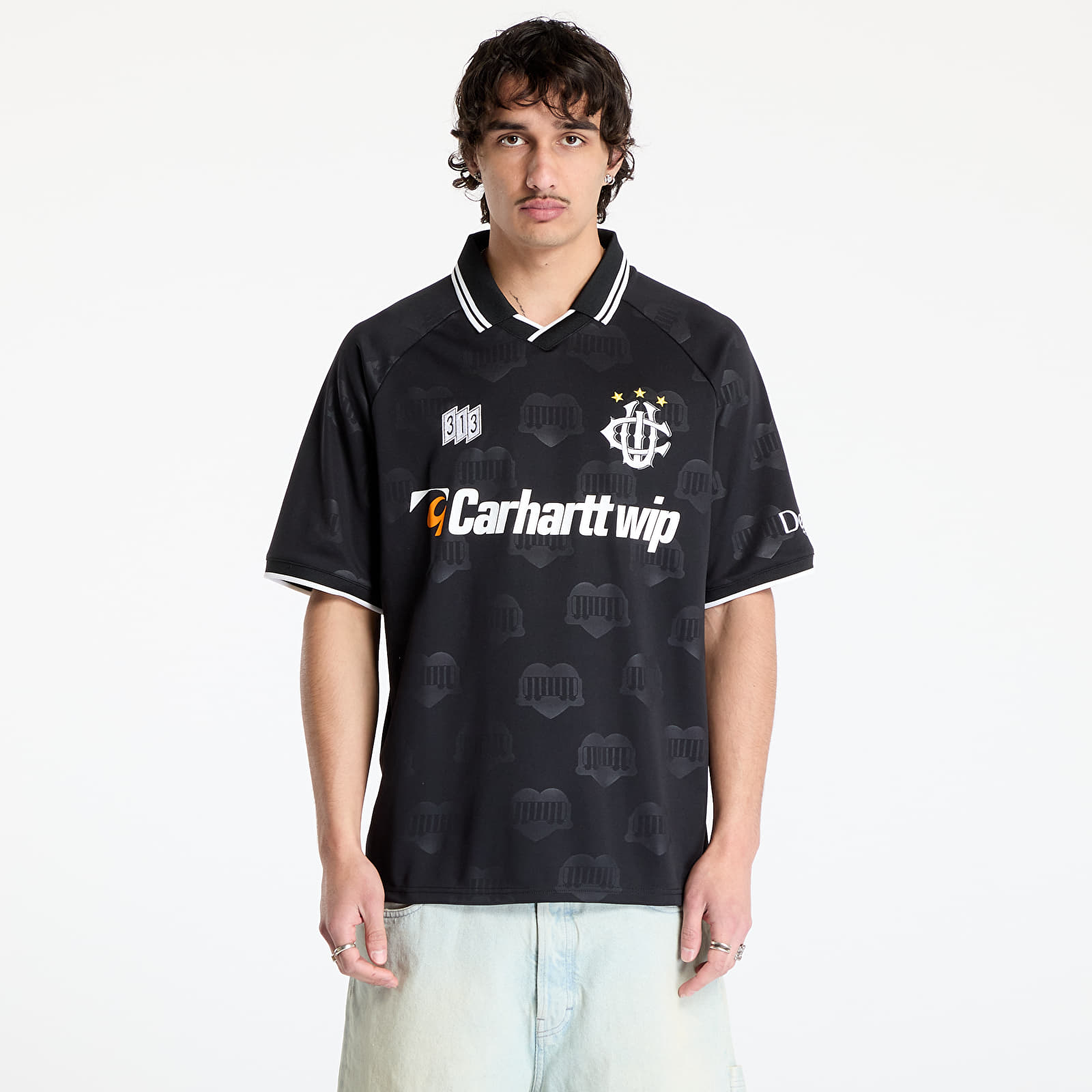 Jerseys Carhartt WIP S/S Harttâ Football T-Shirt UNISEX Heart Train Jacquard/ Black