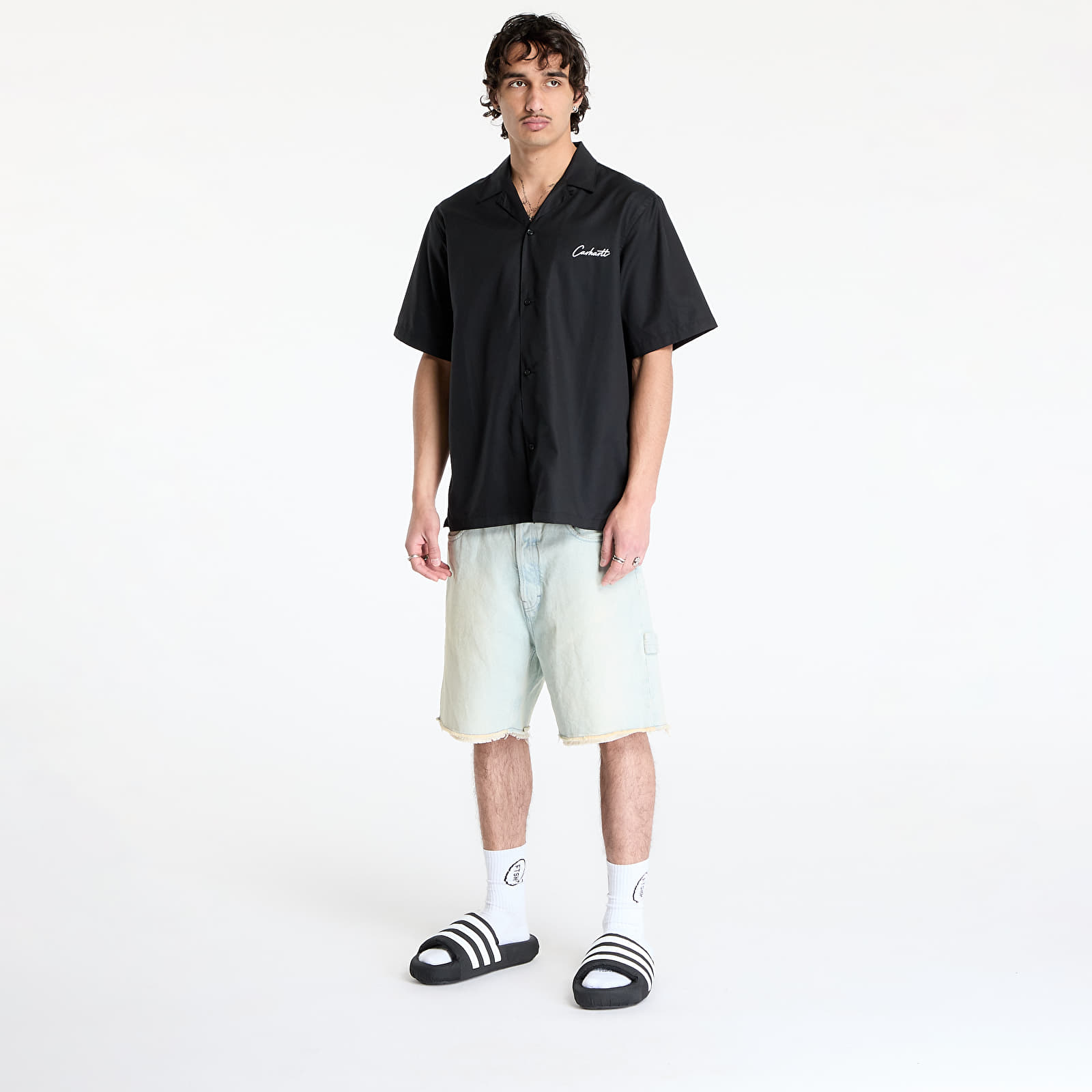 Muške košulje Carhartt WIP S/S Delray Shirt UNISEX Black/ White