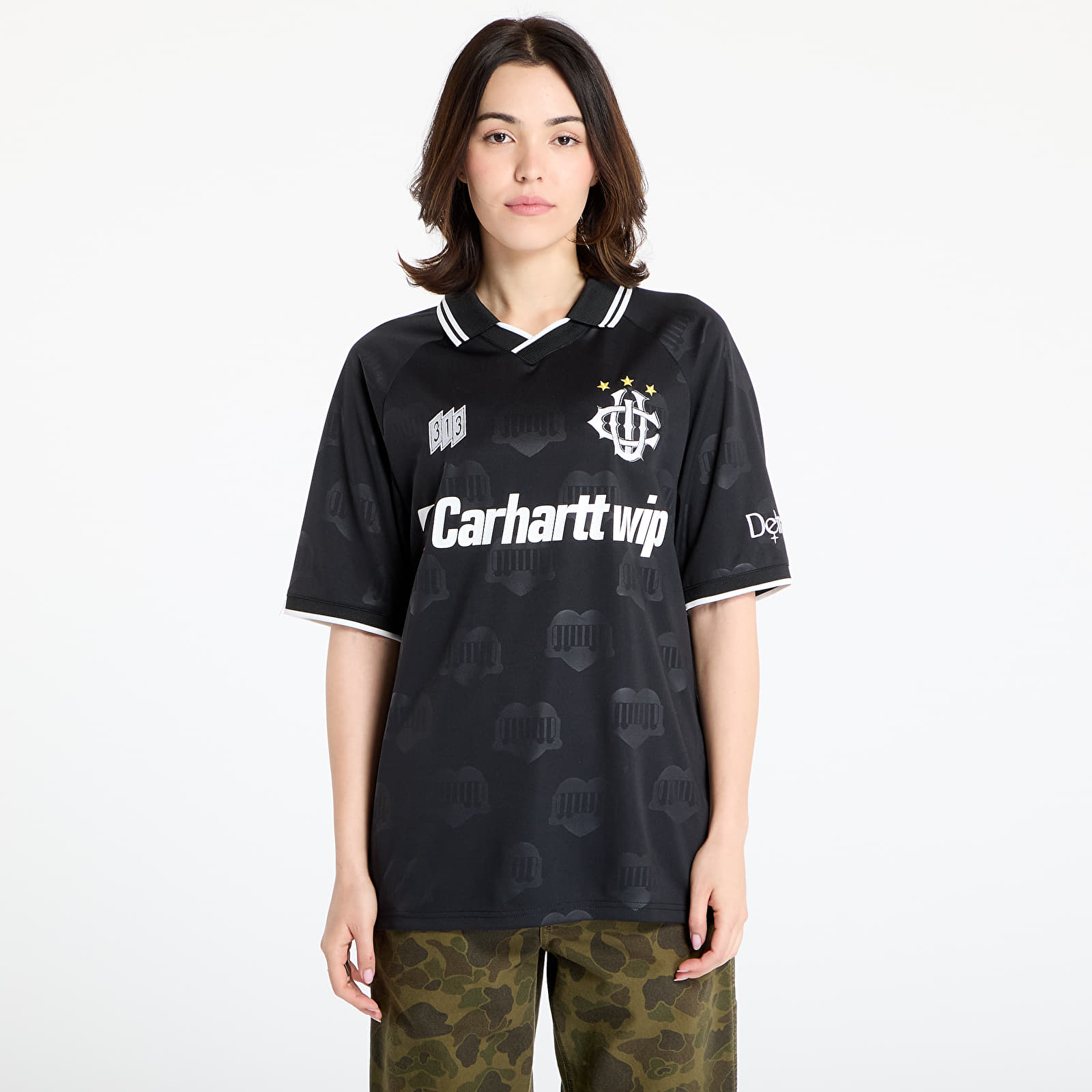 Truien Carhartt WIP S/S Harttâ Football T-Shirt UNISEX Heart Train Jacquard/ Black