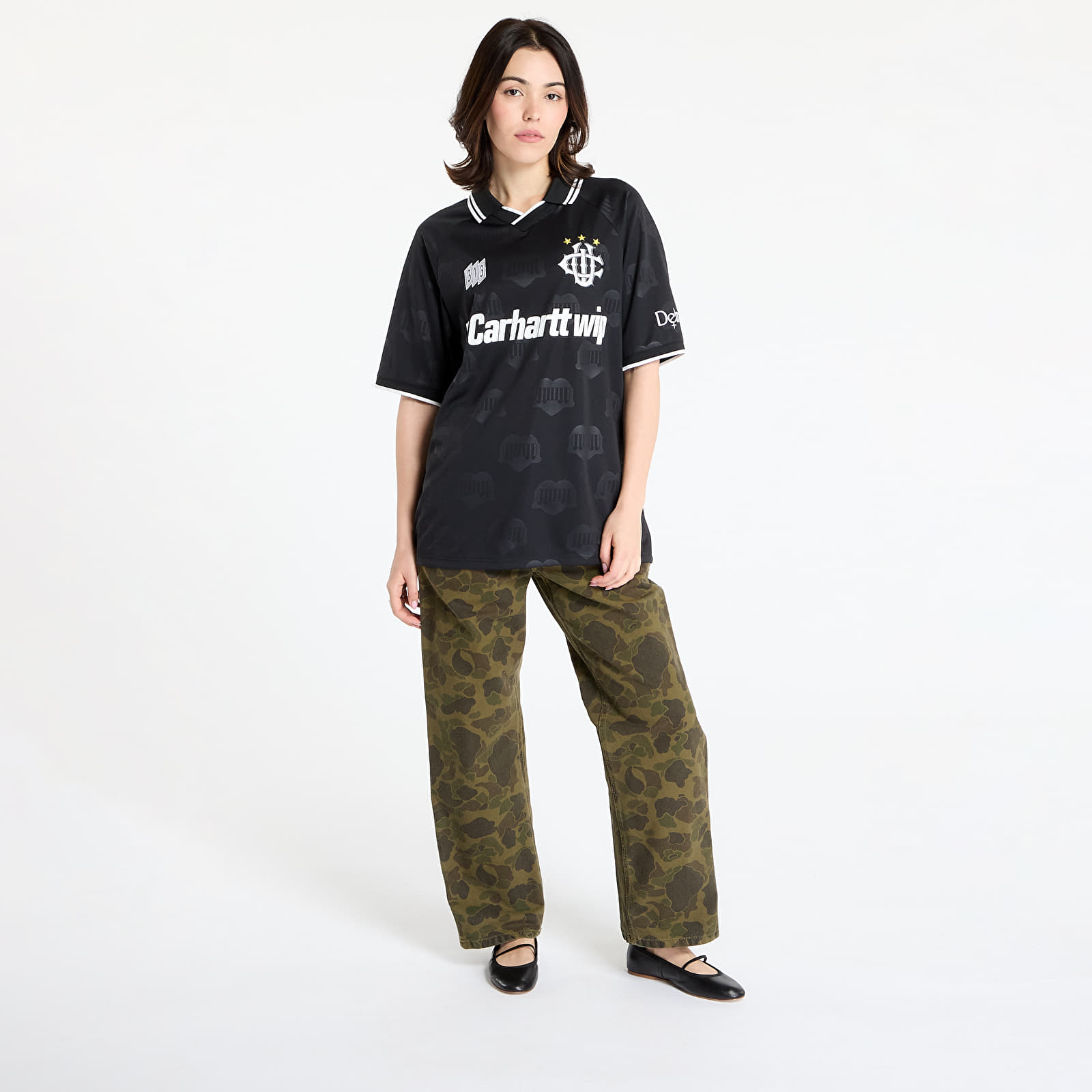 Truien Carhartt WIP S/S Harttâ Football T-Shirt UNISEX Heart Train Jacquard/ Black