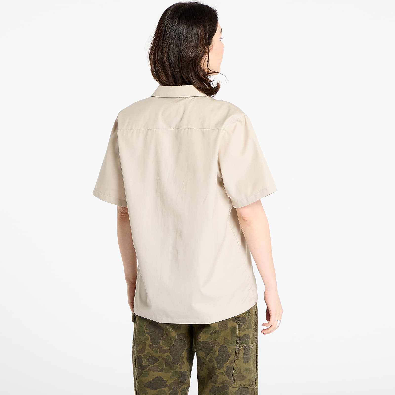 Chemises pour hommes Carhartt WIP S/S Delray Shirt UNISEX Fleur de Sel/ White