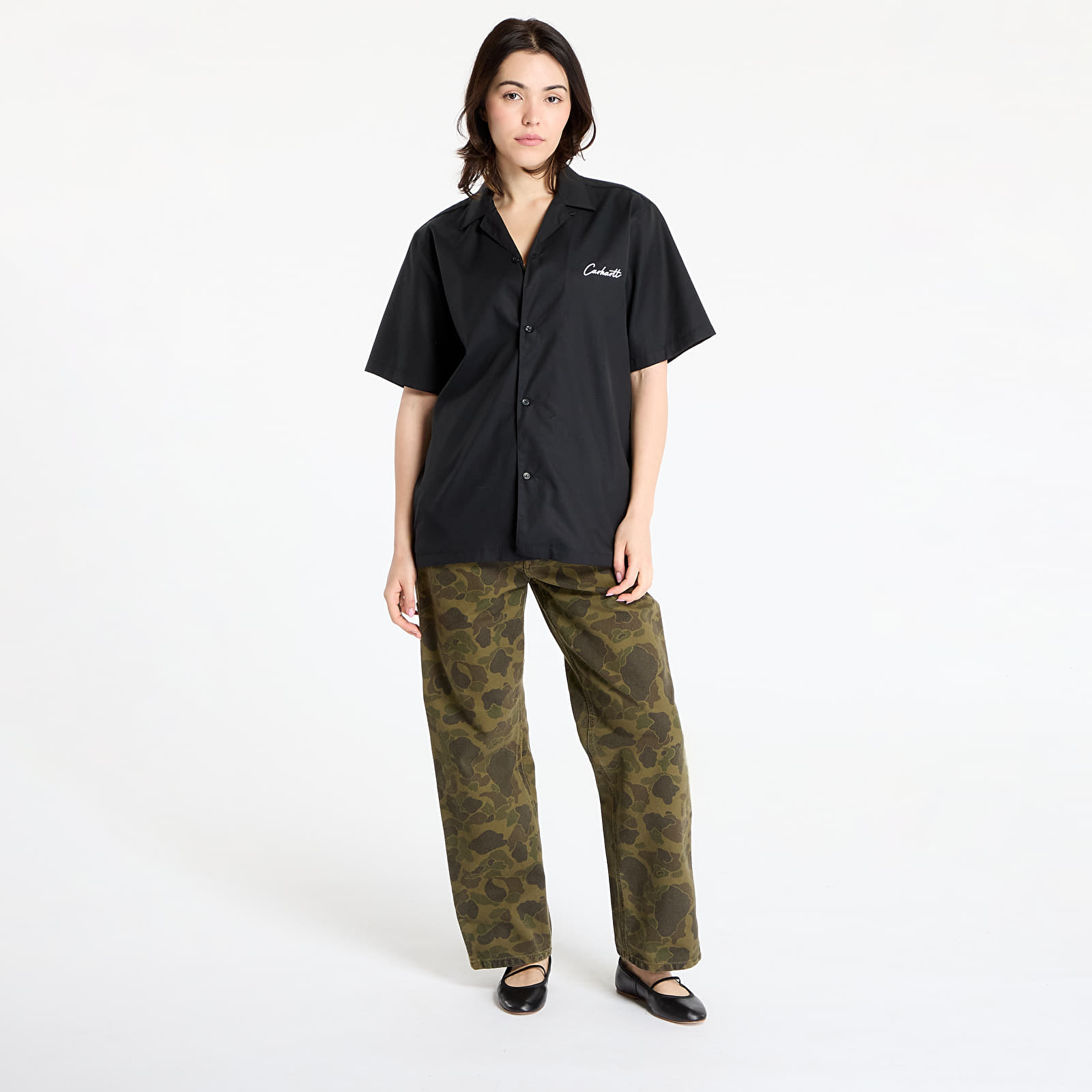 Muške košulje Carhartt WIP S/S Delray Shirt UNISEX Black/ White