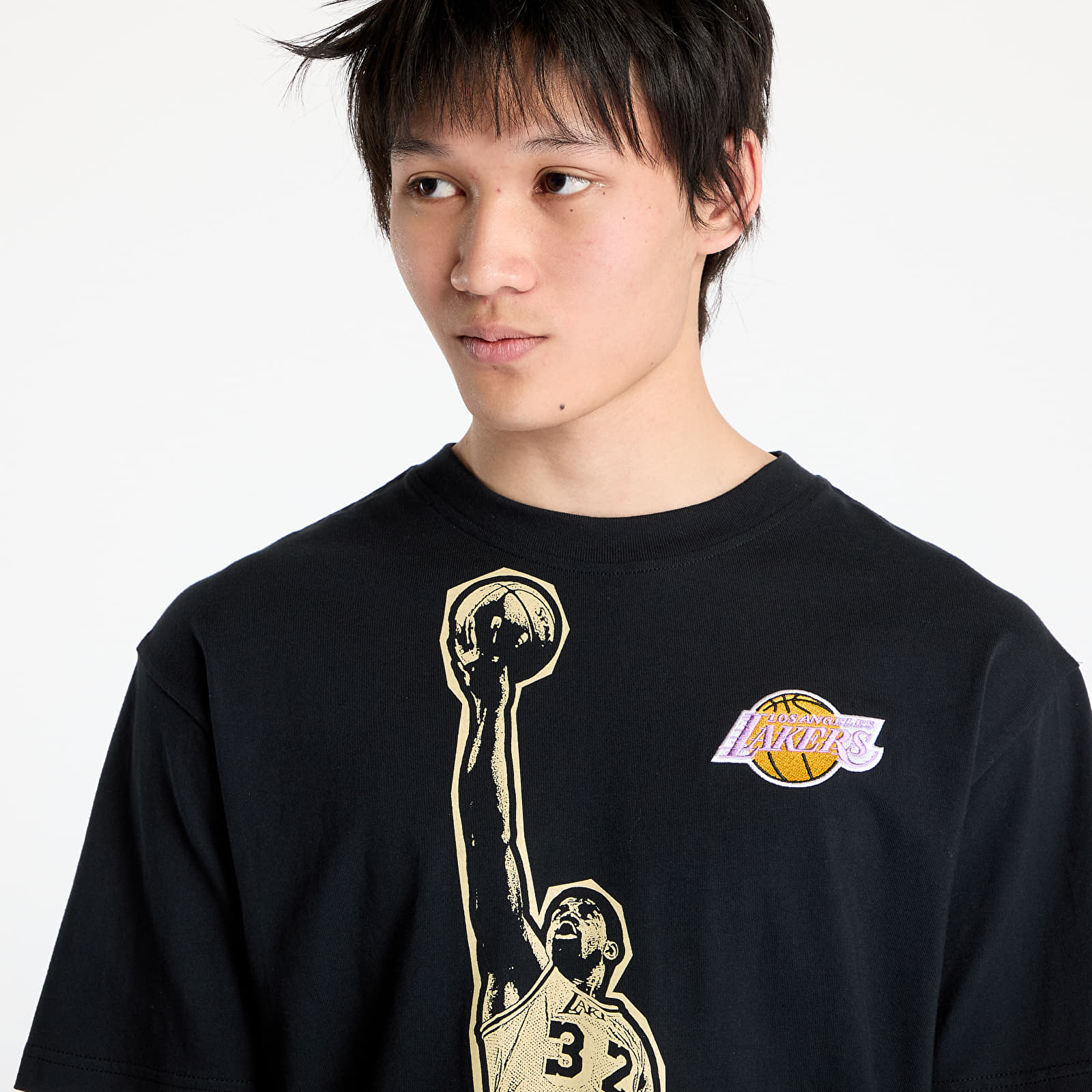 Men's T-shirts Mitchell & Ness NBA Vintage Logo Lakers Magic Johnson Blockbuster Shortsleeve Player Tee Black