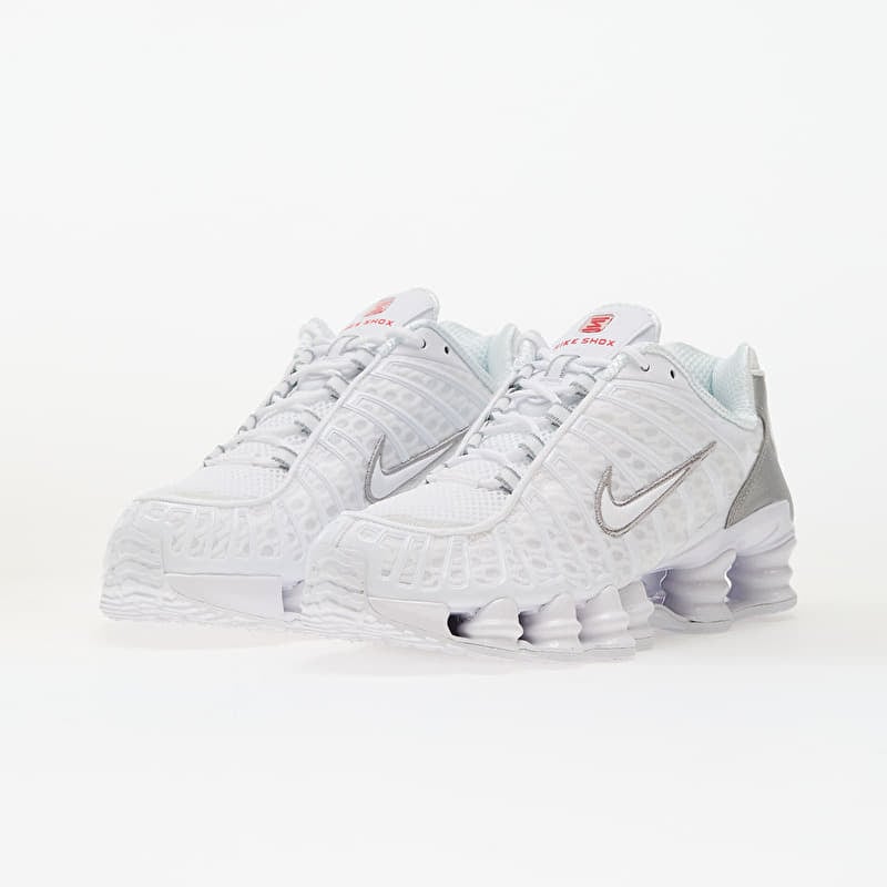 Nike Shox TL White/ White-Metallic Silver-Max Orange | Queens