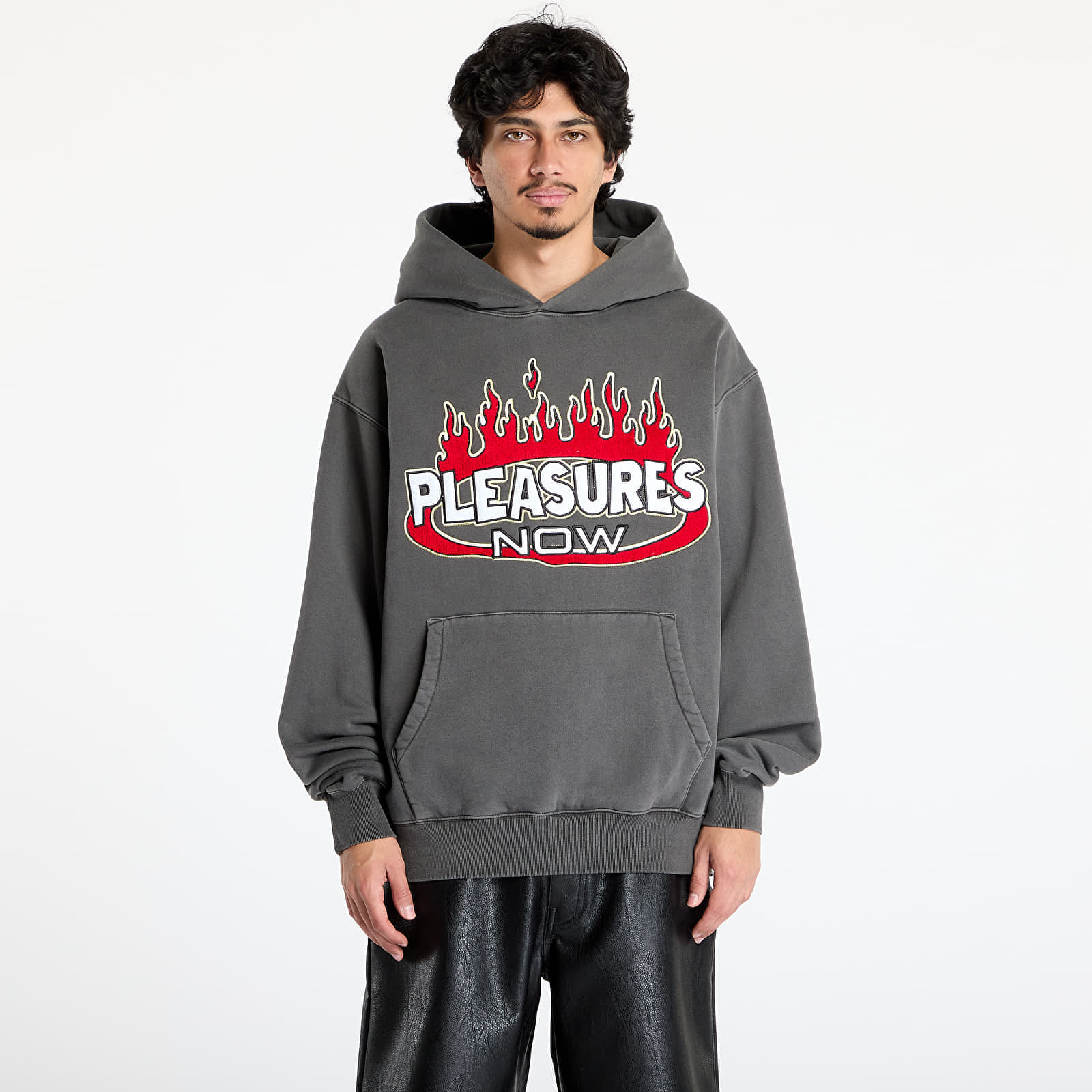 Sweatshirt PLEASURES Flame Hoodie Faded Black XXL