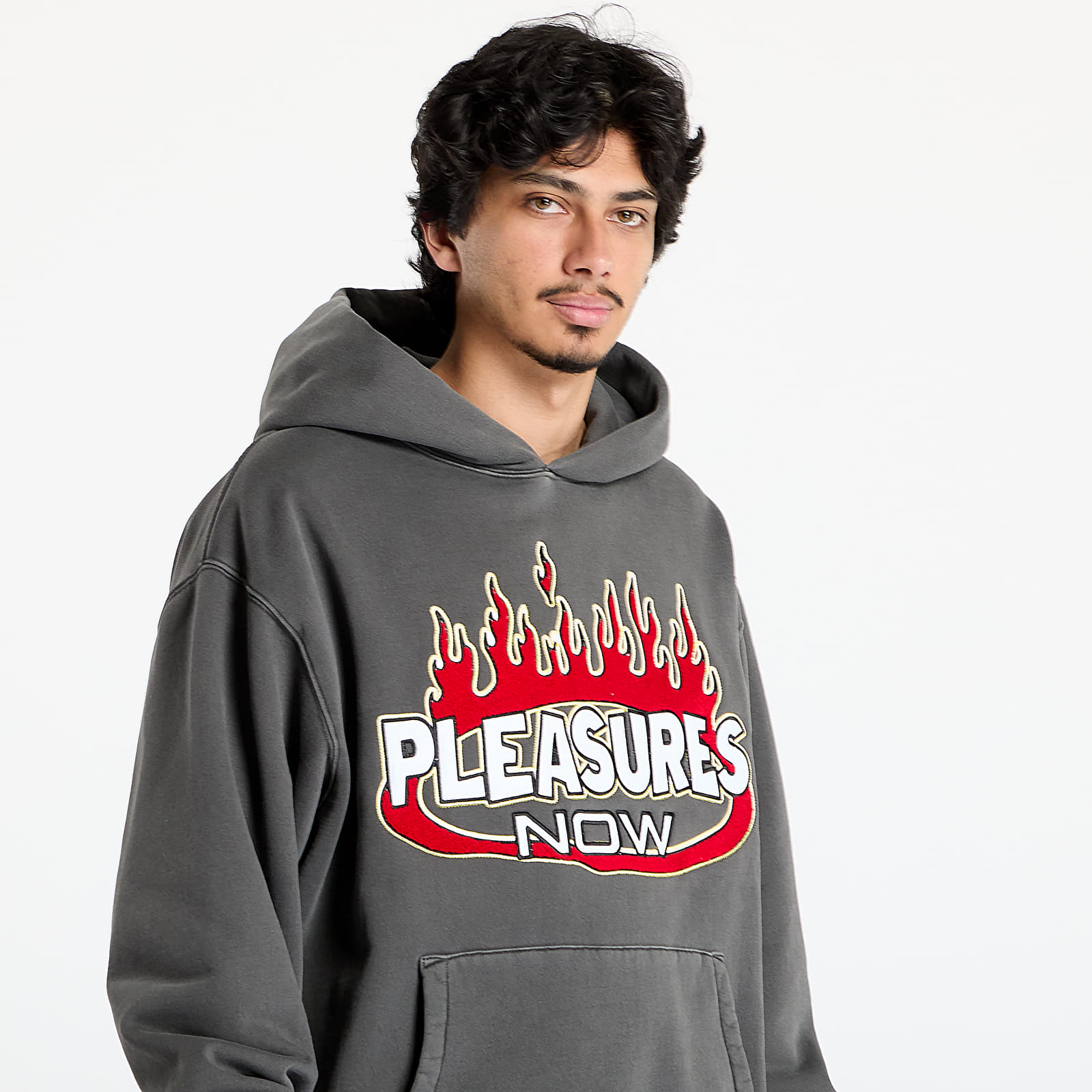 Muške majice PLEASURES Flame Hoodie Faded Black