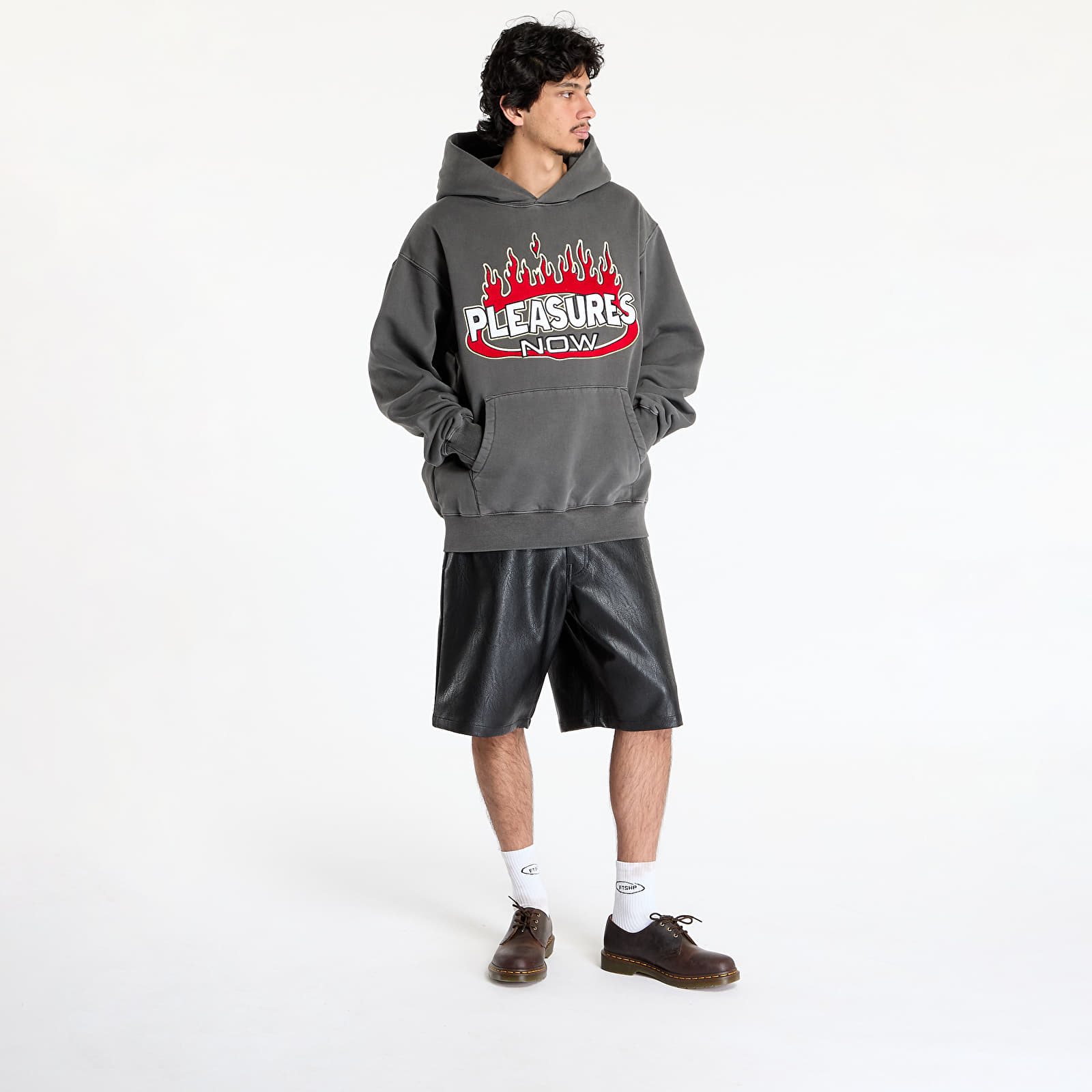 Muške majice PLEASURES Flame Hoodie Faded Black