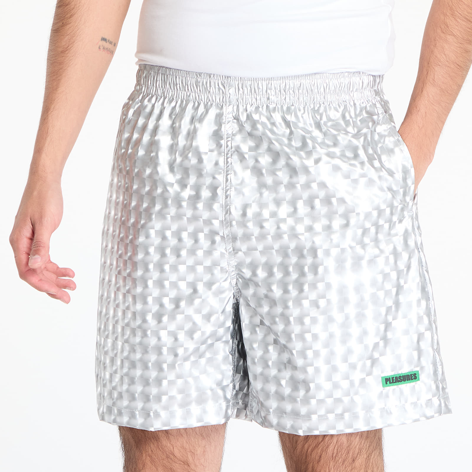 Pantalones cortos para hombre PLEASURES Pulley Active Shorts Silver