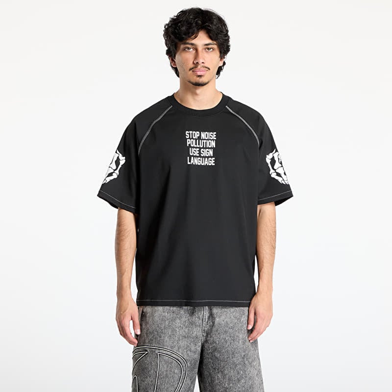 Tričko PLEASURES Pollution Boxy Raglan Black