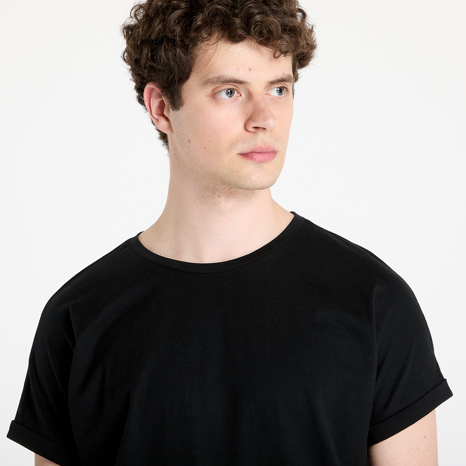 Trička Urban Classics Asymetric Long Tee Black